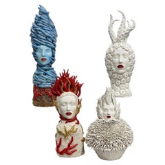 Ocean Sirens and Tundra Echoes Collection. Four Ceramic Pieces handmade in Italy