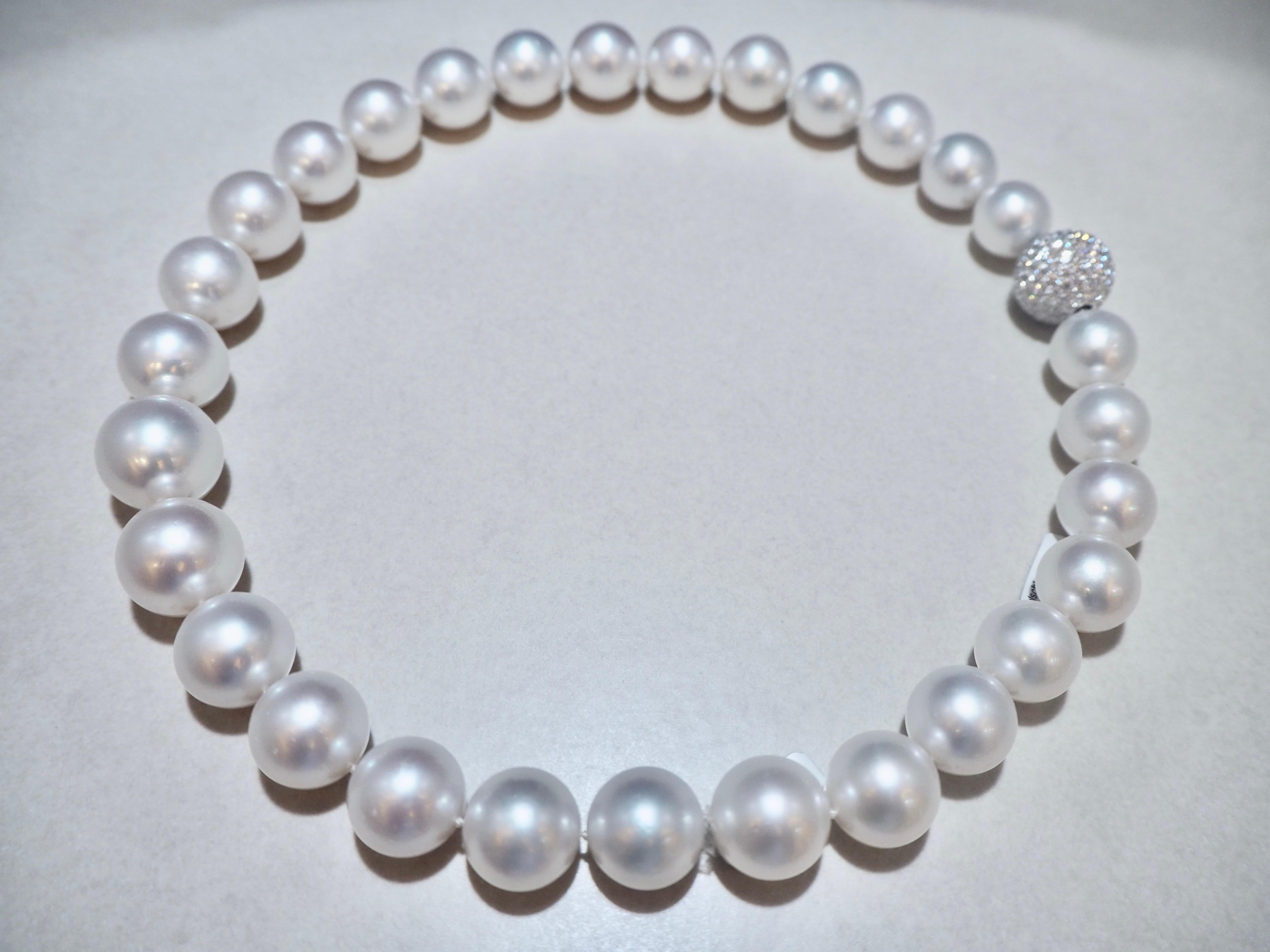 Brilliant Cut Ocean South Sea Pearl Necklace 18-13, 5mm  For Sale