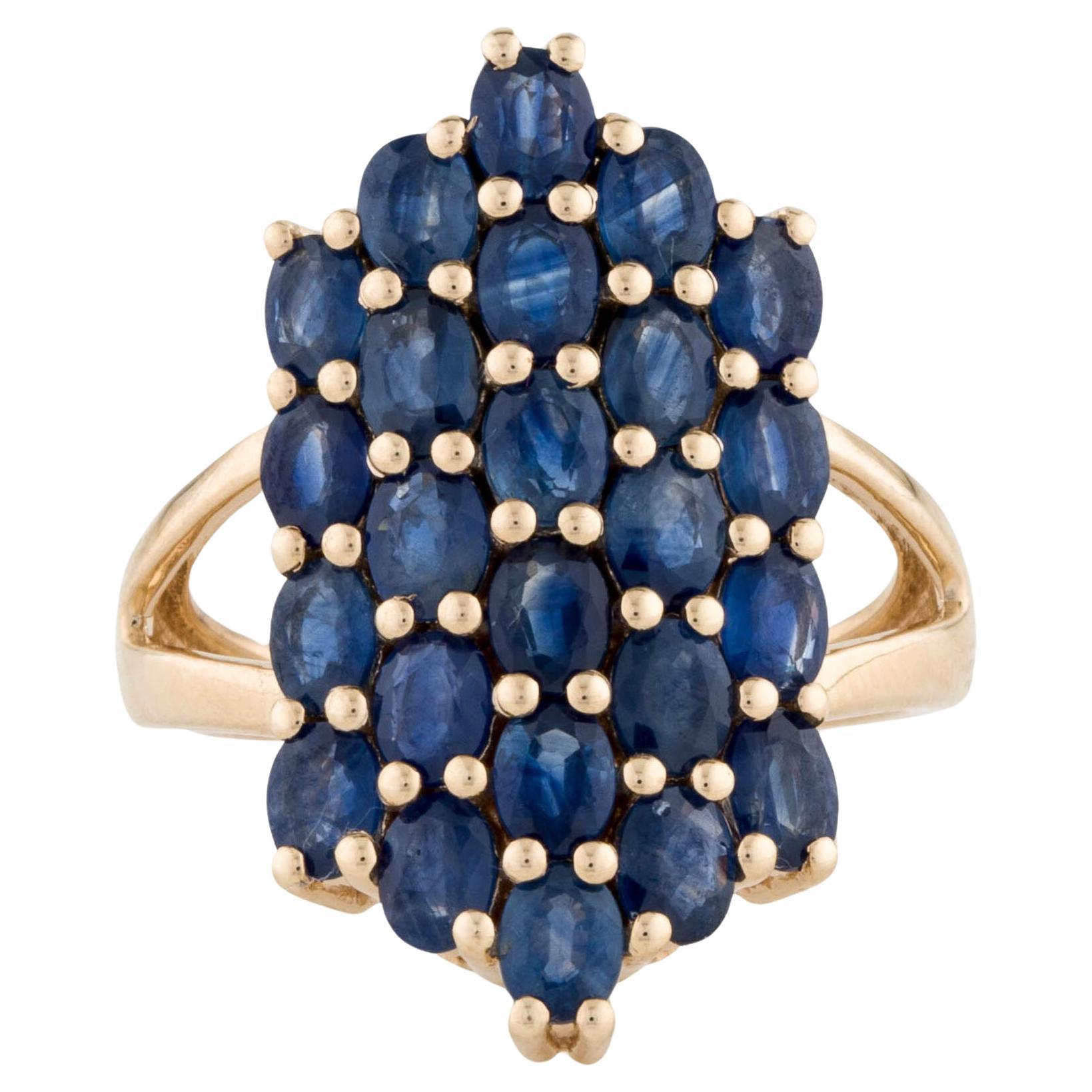 Luxurious 14K Sapphire Cocktail Ring, 4.81ctw, Size 6.75 - Statement Jewelry For Sale