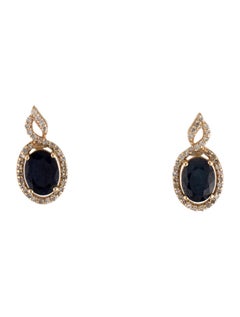 Exquisite 14K Sapphire & Diamond Drop Earrings - Elegant Luxury Jewelry