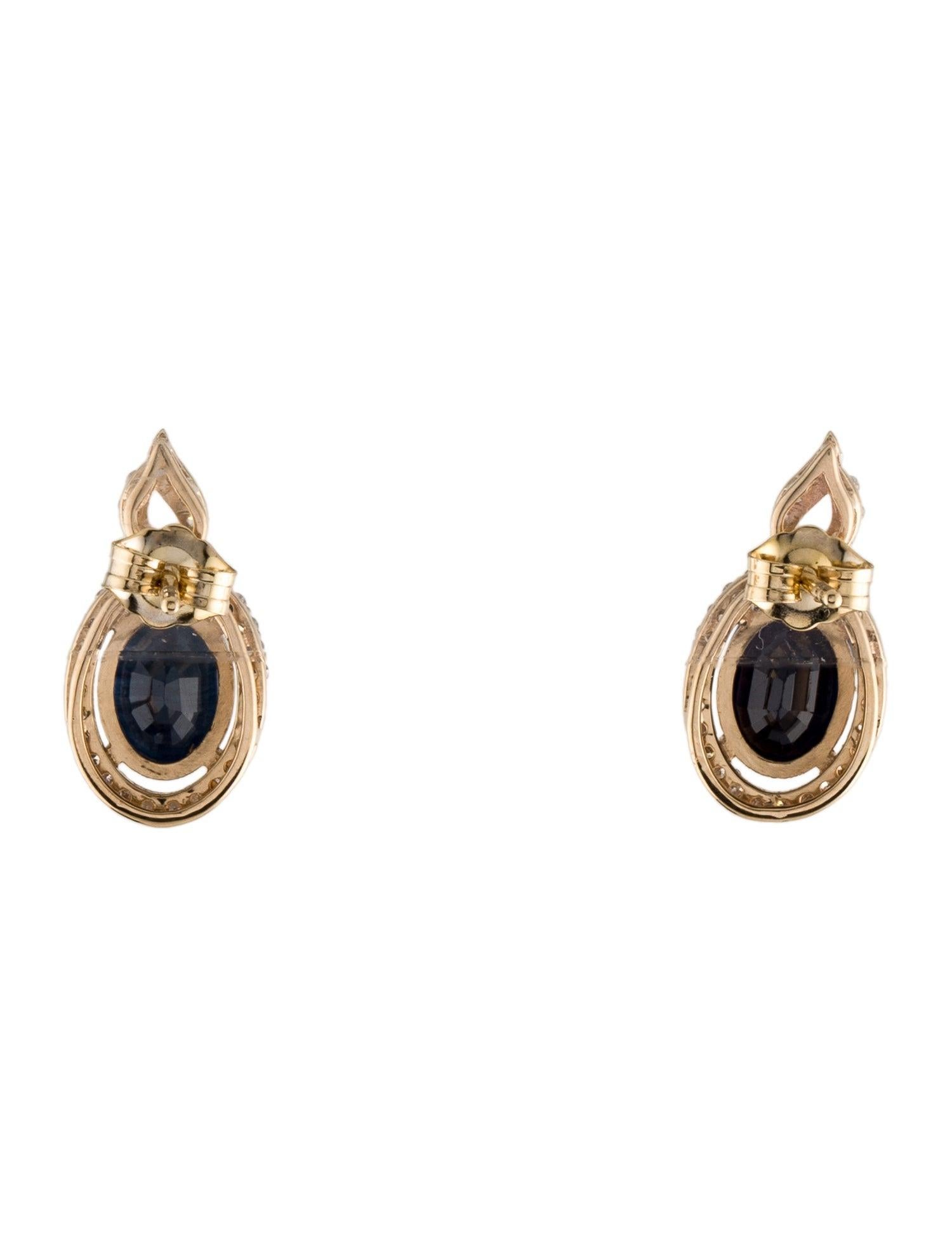 Taille brillant Boucles d'oreilles pendantes exquises en saphir 14 carats et diamants - Bijoux de luxe élégants en vente
