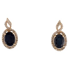 Exquisite 14K Sapphire & Diamond Drop Earrings - Elegant Luxury Jewelry