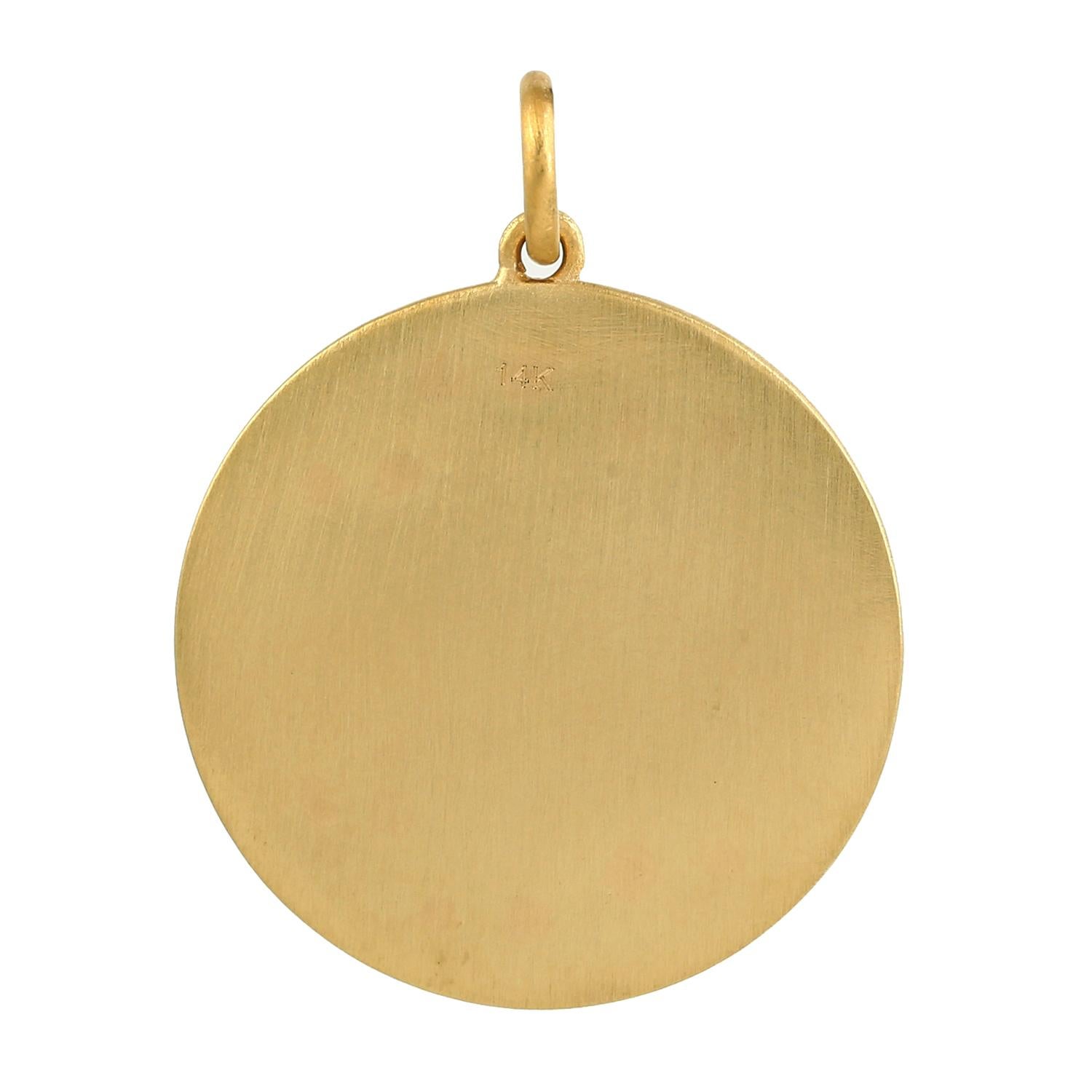Taglio misto Ciondolo con opale etiope e diamanti a tema oceanico in oro giallo 14k in vendita