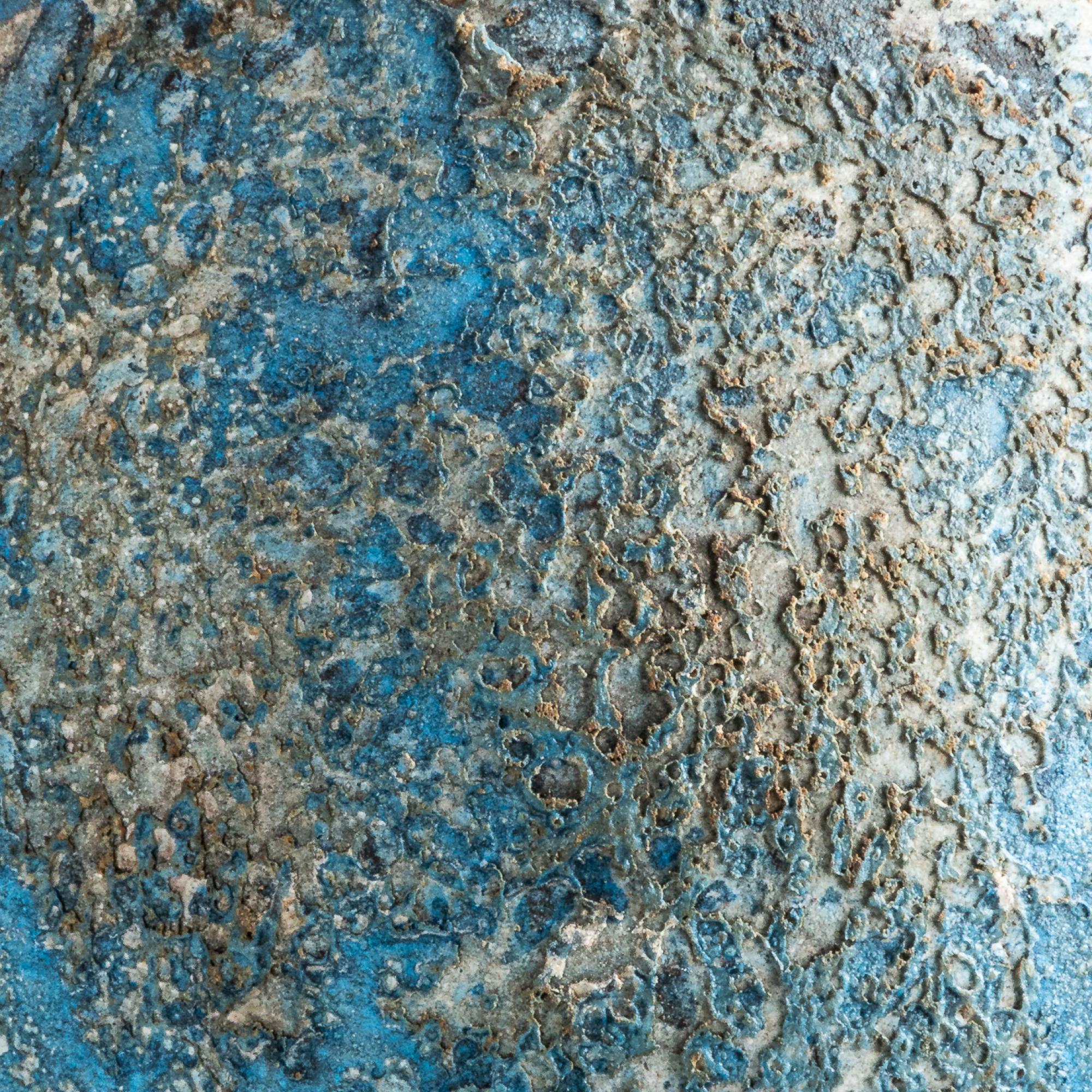 Fatto a mano Vaso Ocean, Terracotta strutturata fatta a mano in blu in vendita