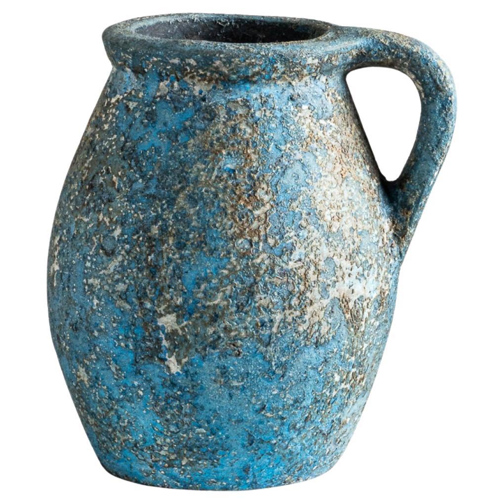 Vaso Ocean, Terracotta strutturata fatta a mano in blu
