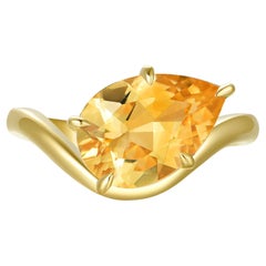Ocean Wave Citrine East-West Ring in 14K Gold