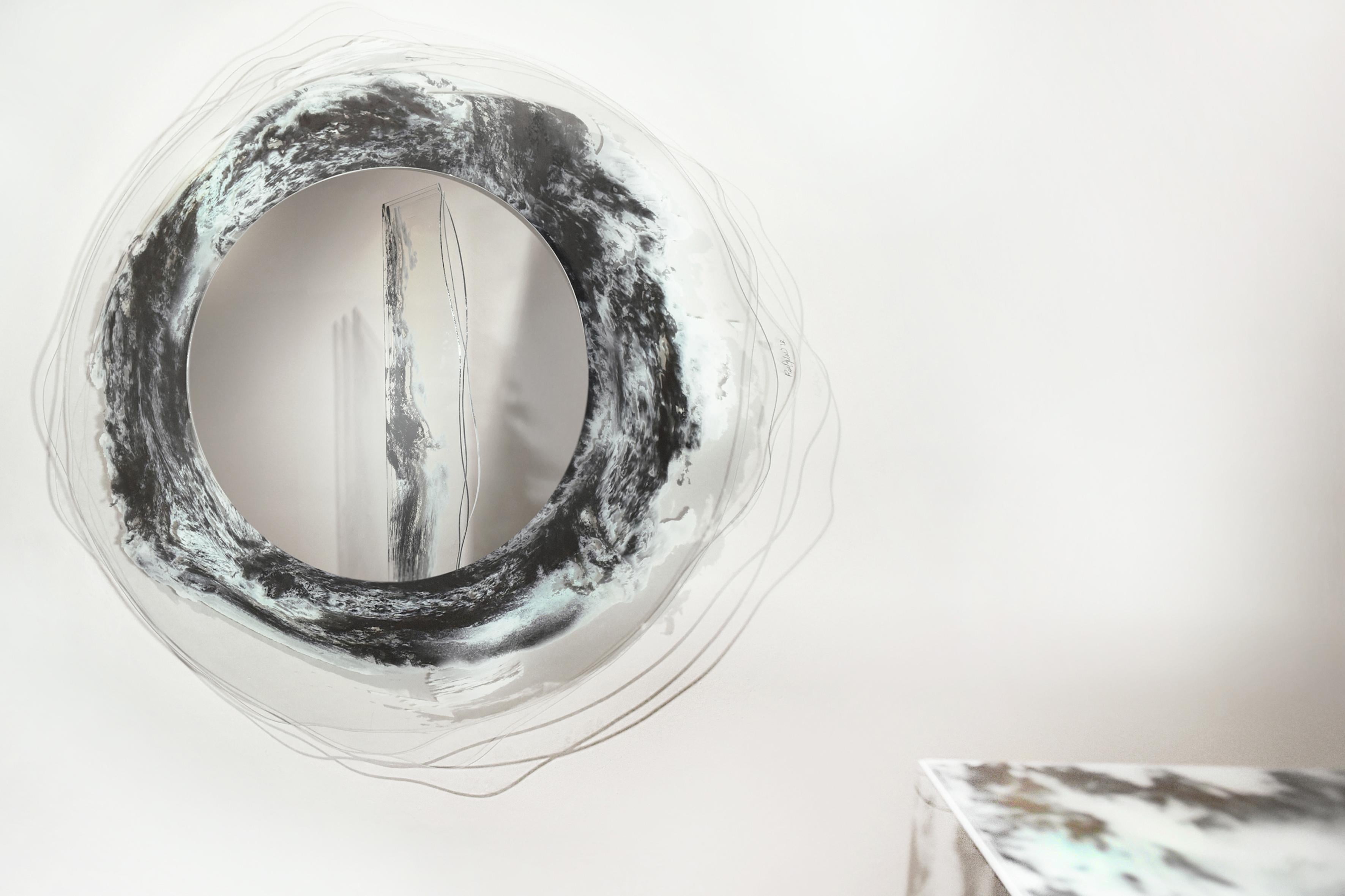 Italian Ocean Waves. contemporary mirror created by de artist and designer Raoul Gilioli For Sale