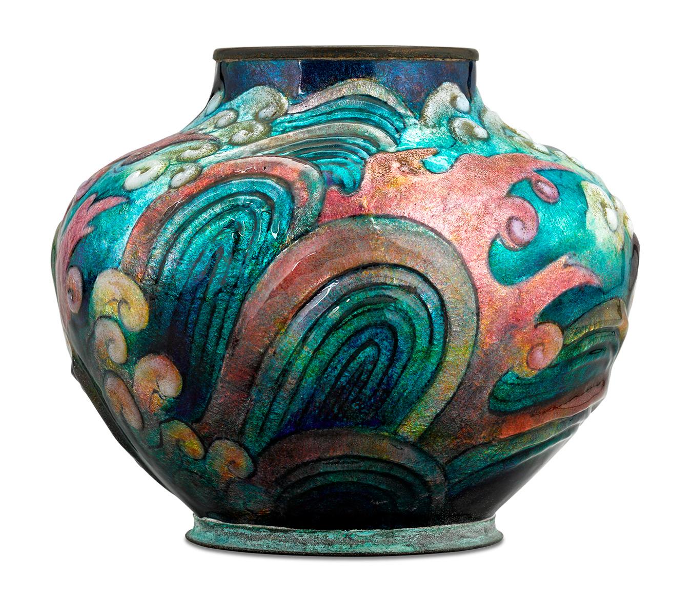 Art Deco Ocean Waves Vase by Camille Fauré