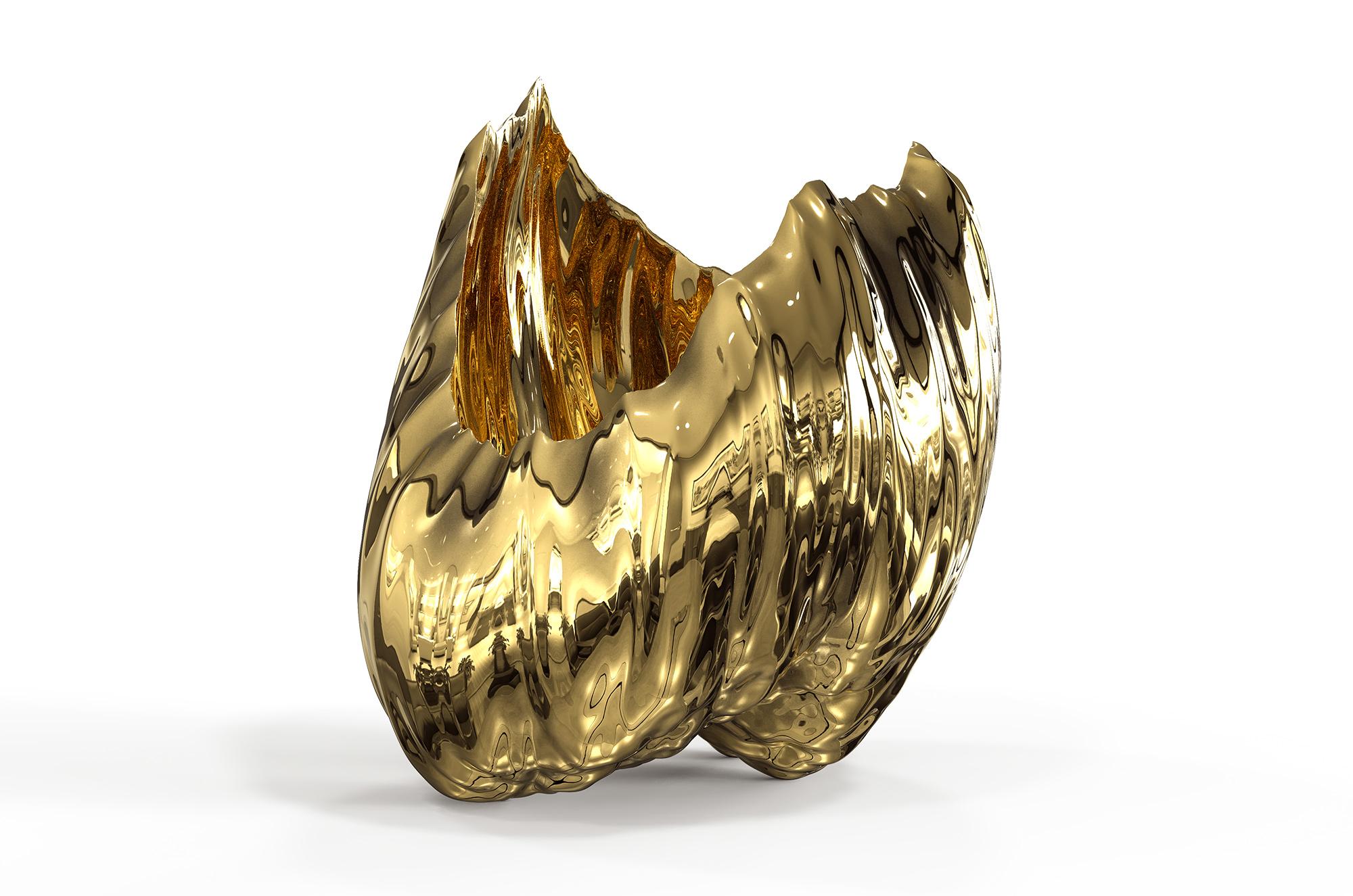 Oceana Bowl Gold Resin Sculpture In New Condition In San Jose del Cabo, BCS
