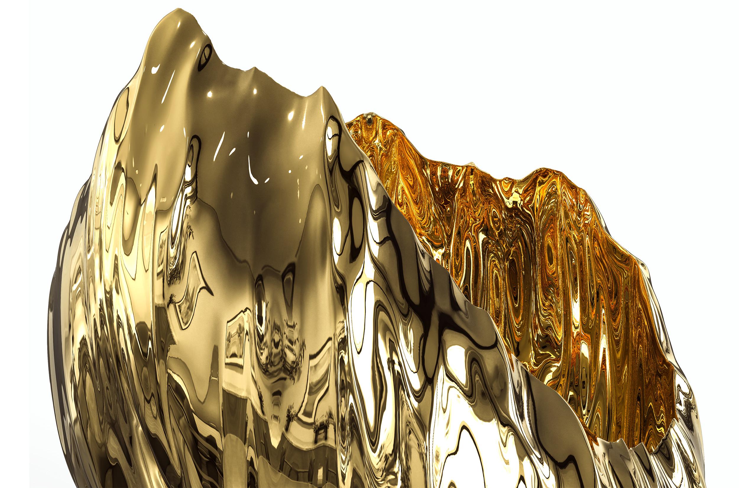 Contemporary Oceana Bowl Gold Resin Sculpture