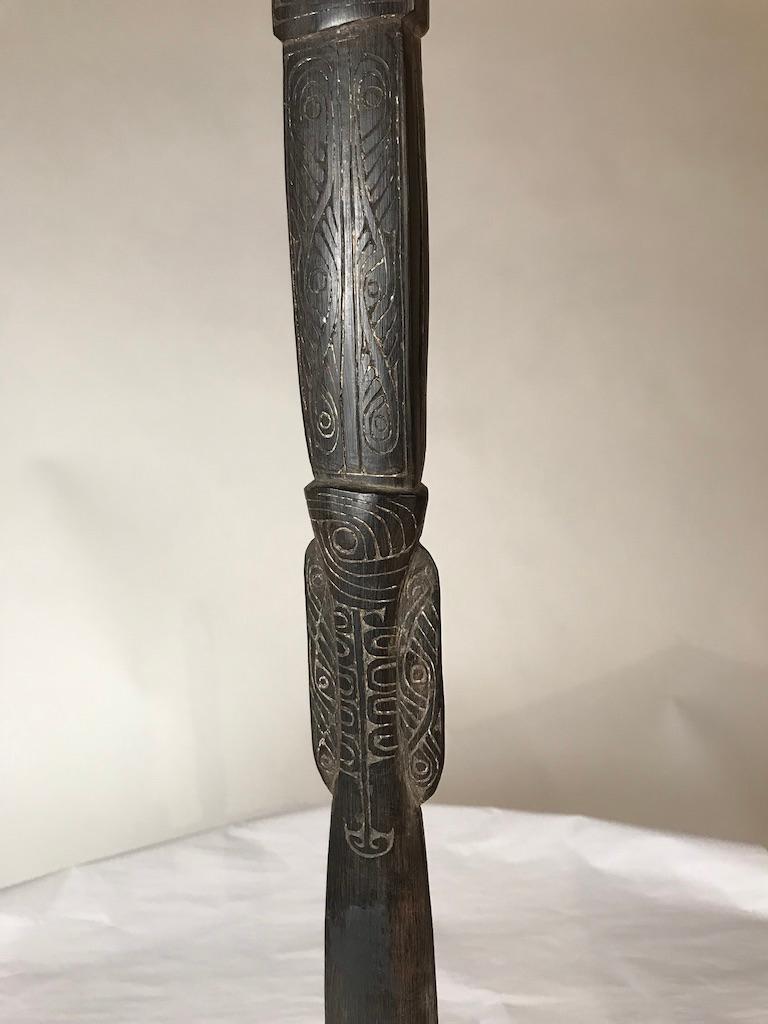20th Century Oceanic Carved Hardwood Lime Spatula, Papua New Guinea For Sale