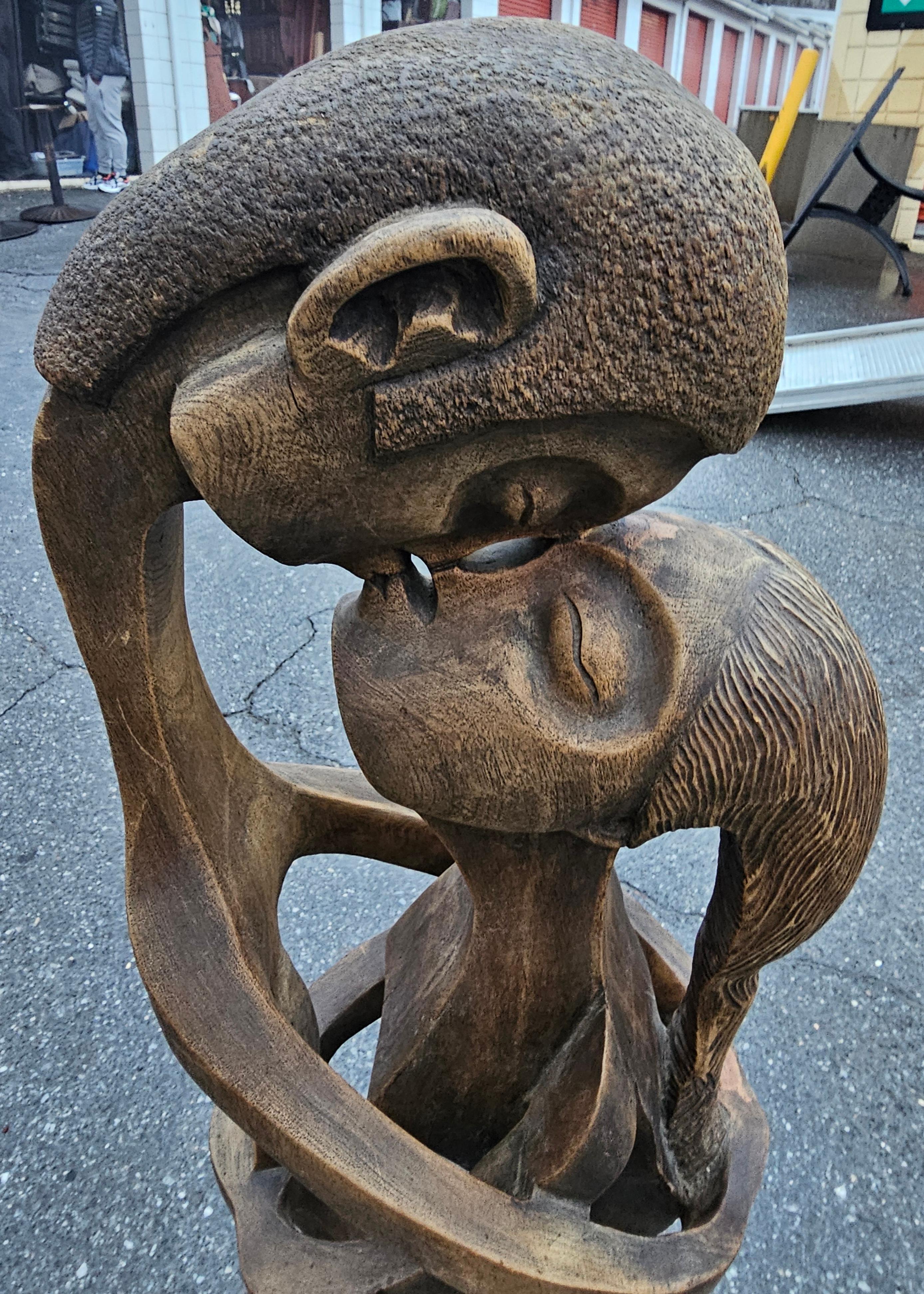 20th Century Oceanic Carved Wood Figure Of Two Lovers For Sale
