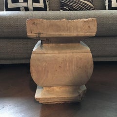 Organic Modern Hand-Carved Wooden Natural Abstract Sculpture or Side Table