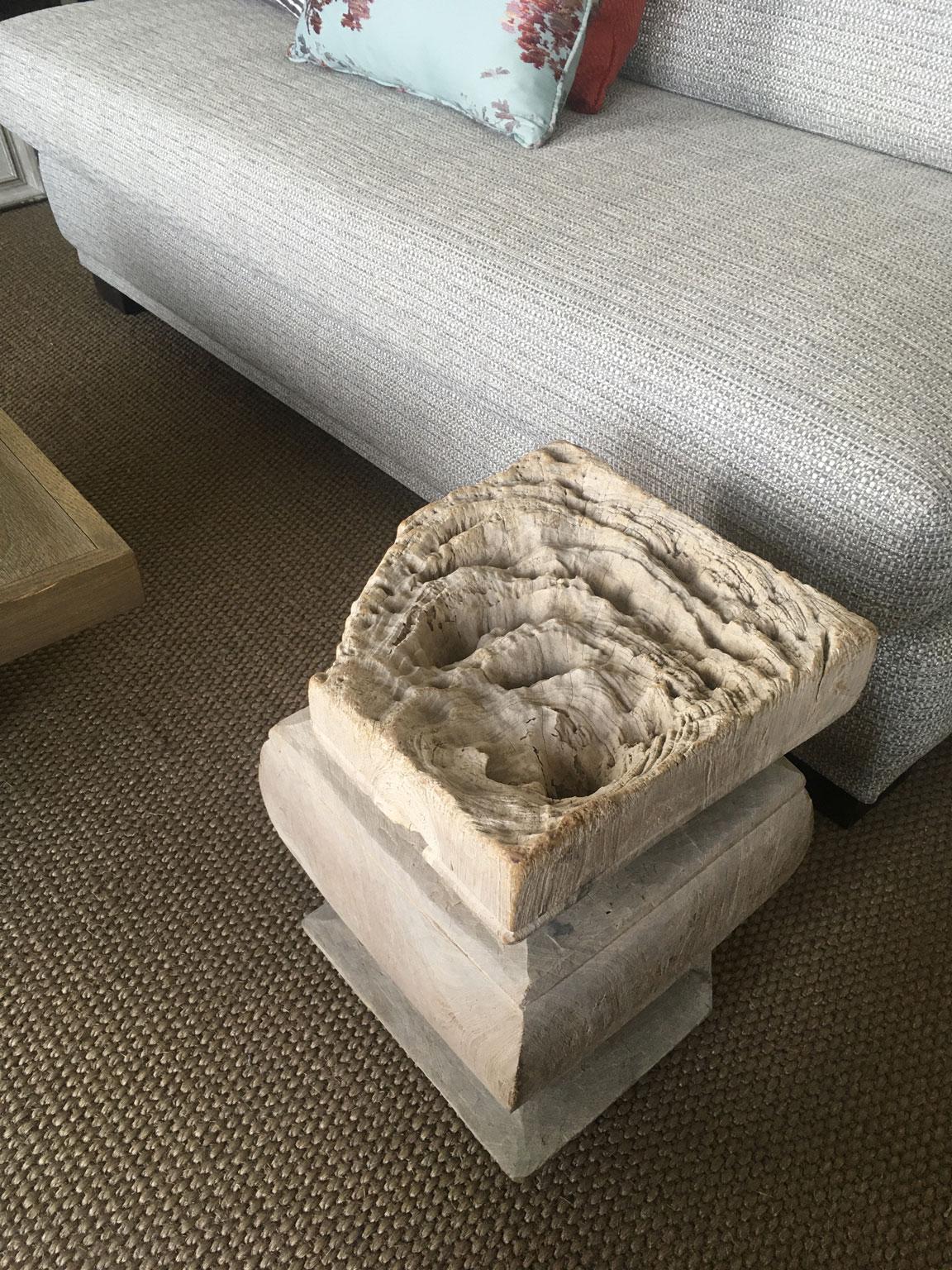 Contemporary Organic Modern Hand-Carved Wooden Natural Abstract Sculpture or Side Table For Sale