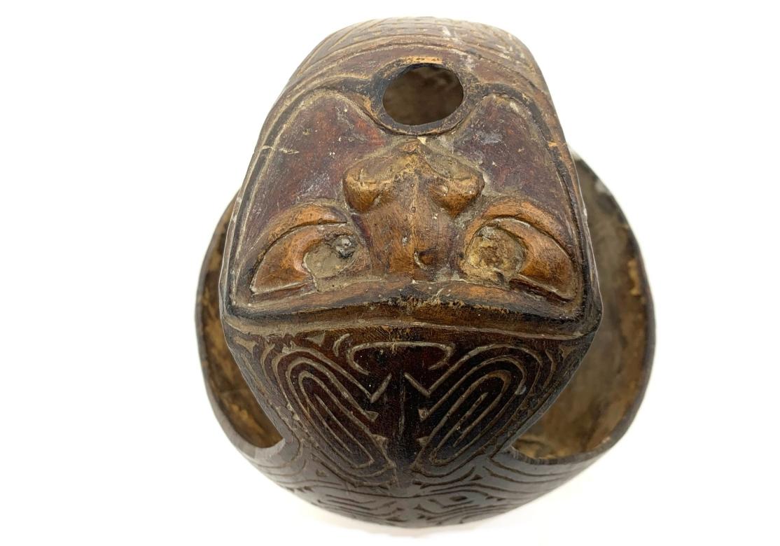 Oceanic Handled Cup With Carved And Incised Decoration In Distressed Condition For Sale In Bridgeport, CT