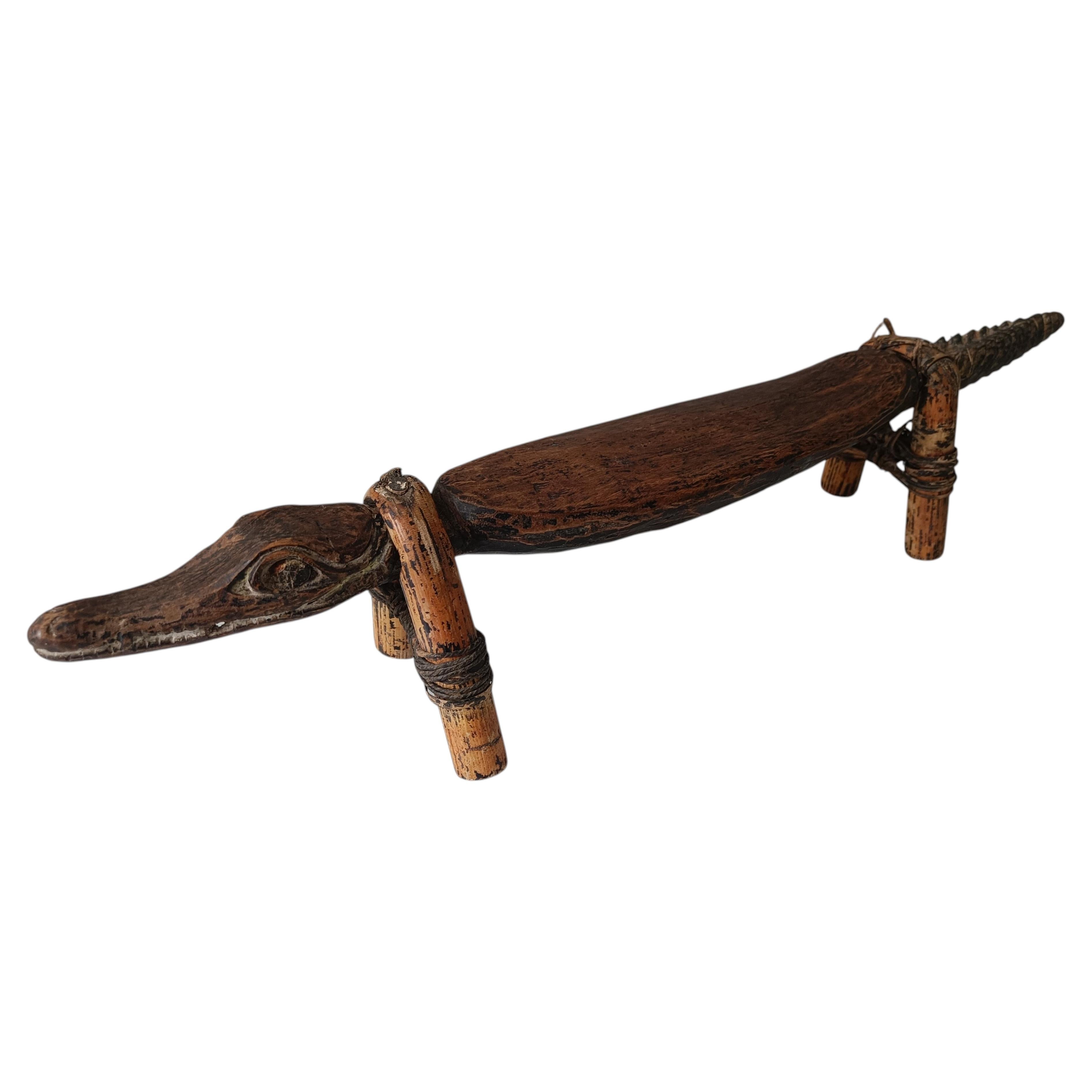 Oceanic Ramu River  Sepik Papua Crocodile headrest Tribal Art Interior Design For Sale