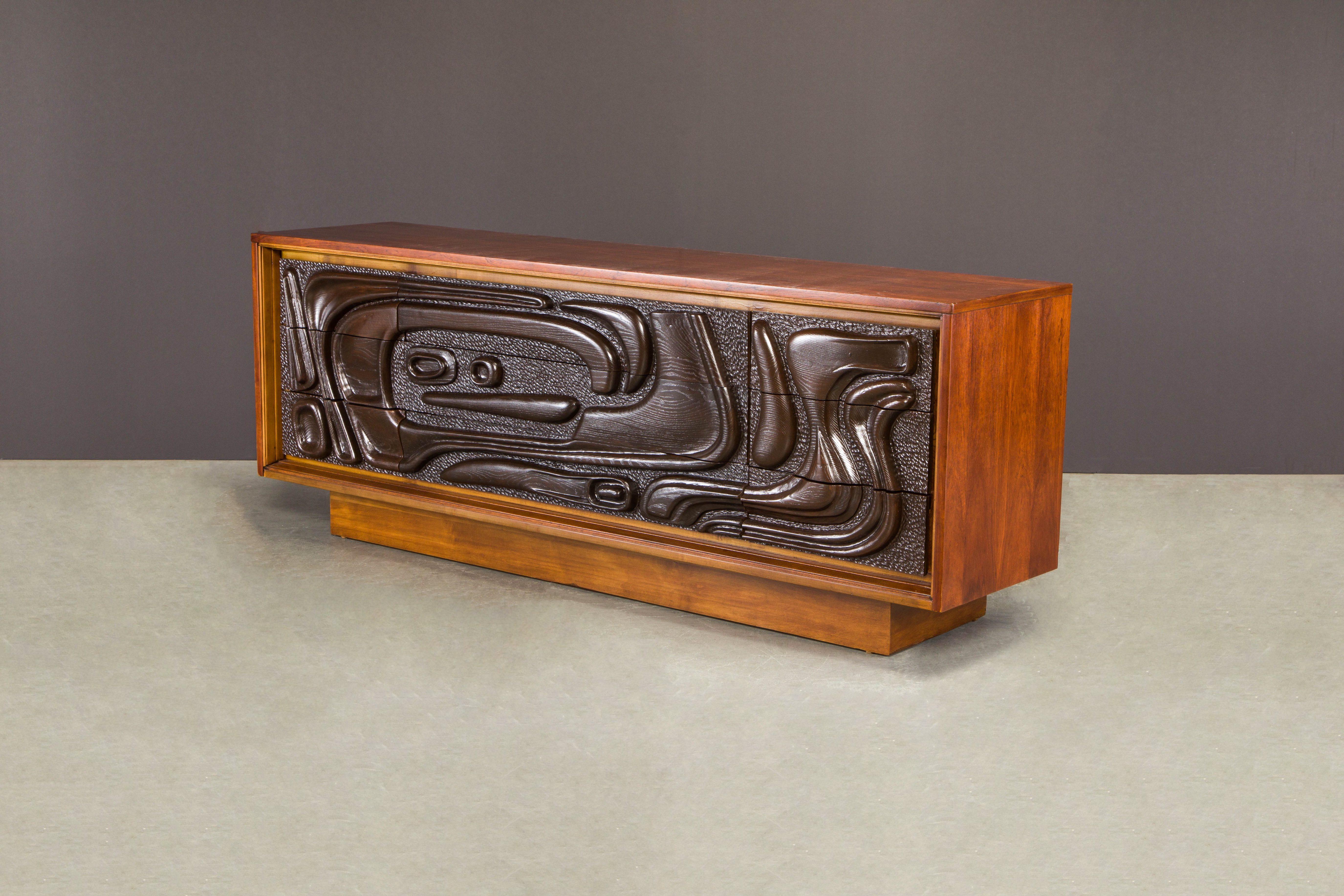 'Oceanic' Sculpted Dresser by Pulaski Furniture, c 1969, Refinished 6