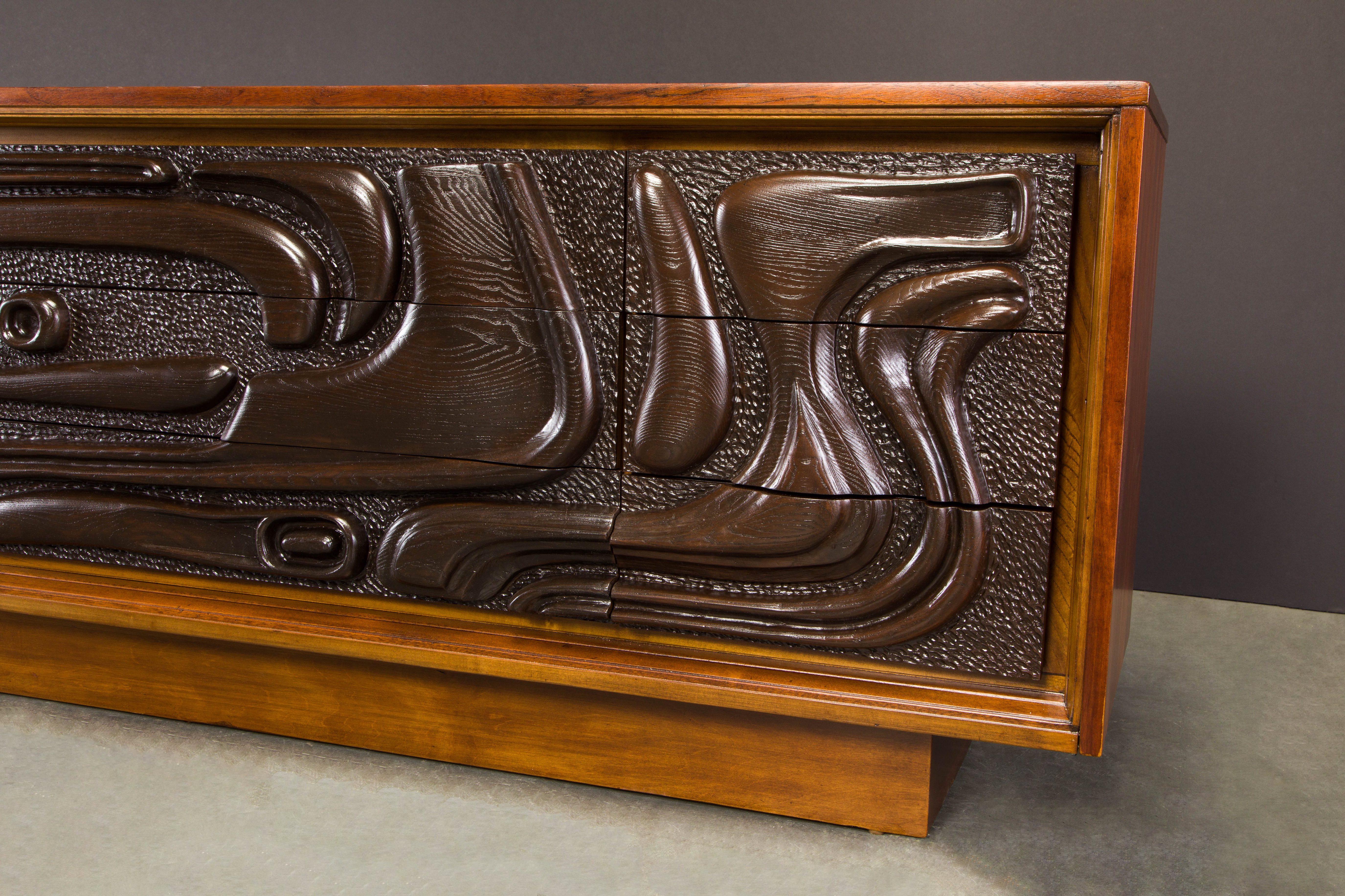 'Oceanic' Sculpted Dresser by Pulaski Furniture, c 1969, Refinished 7