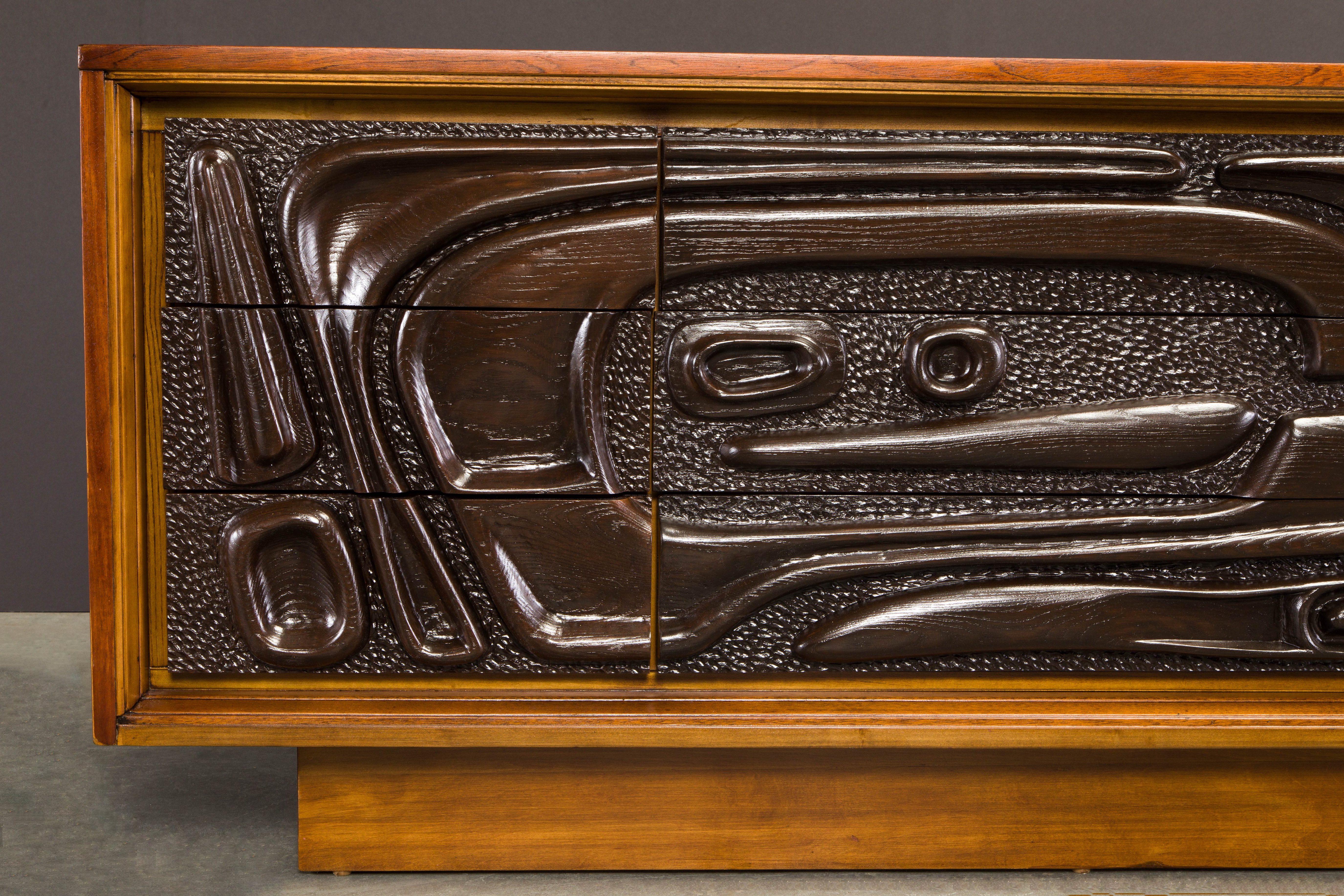 'Oceanic' Sculpted Dresser by Pulaski Furniture, c 1969, Refinished 8
