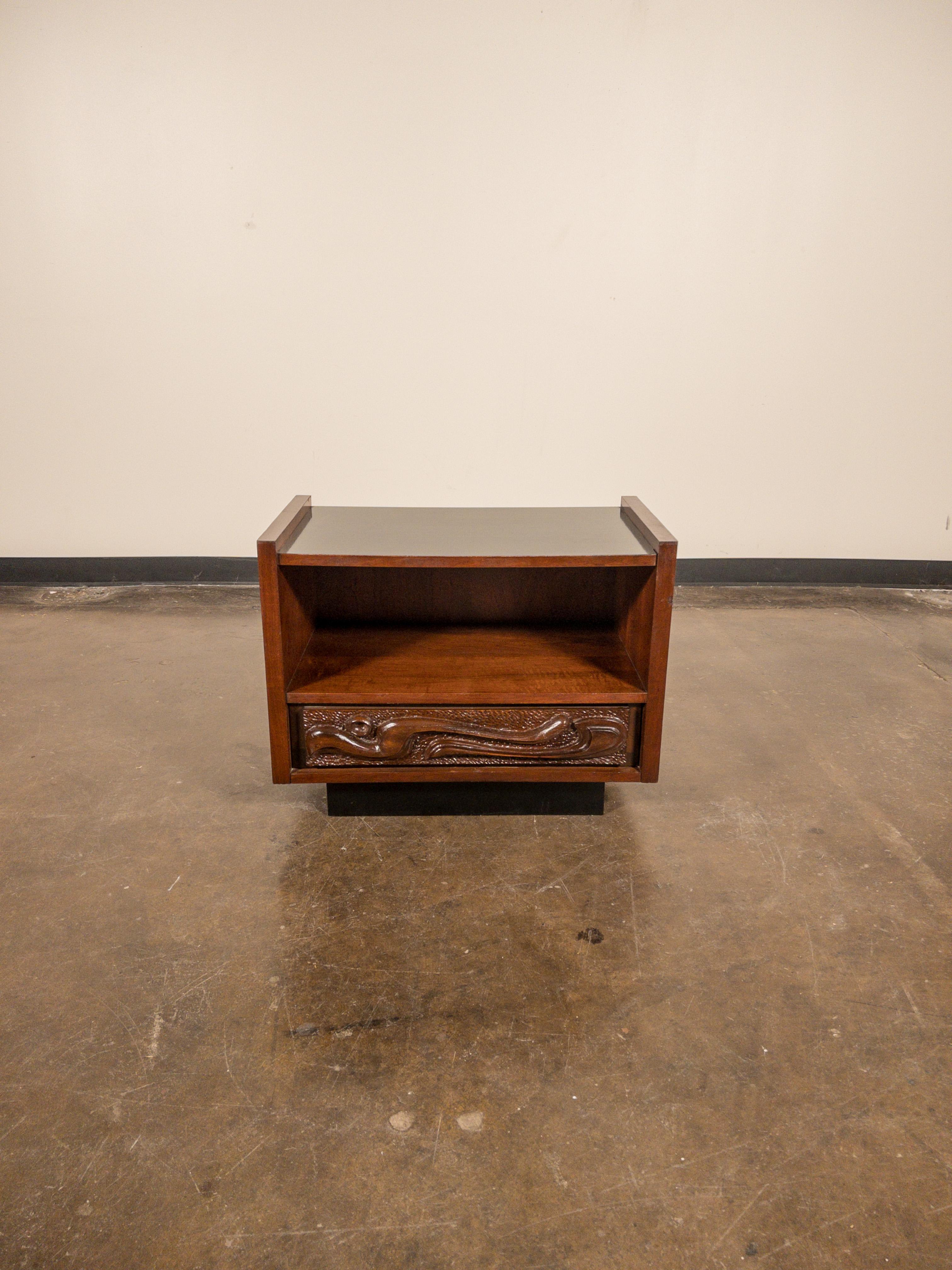 Oceanic Sculpted Walnut Highboy Dresser by Pulaski Furniture Co., circa 1969 6