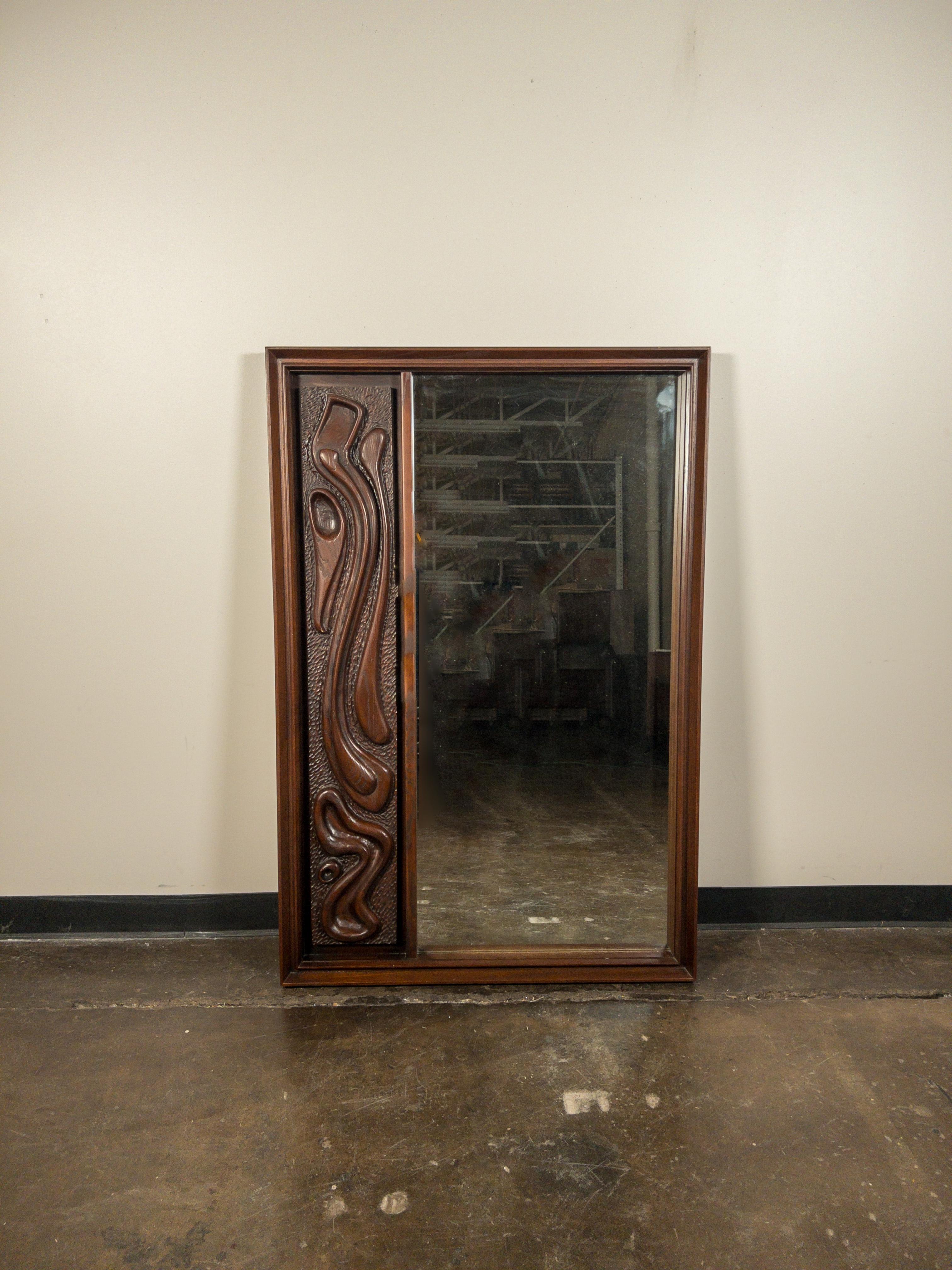 Oceanic Sculpted Walnut Highboy Dresser by Pulaski Furniture Co., circa 1969 8