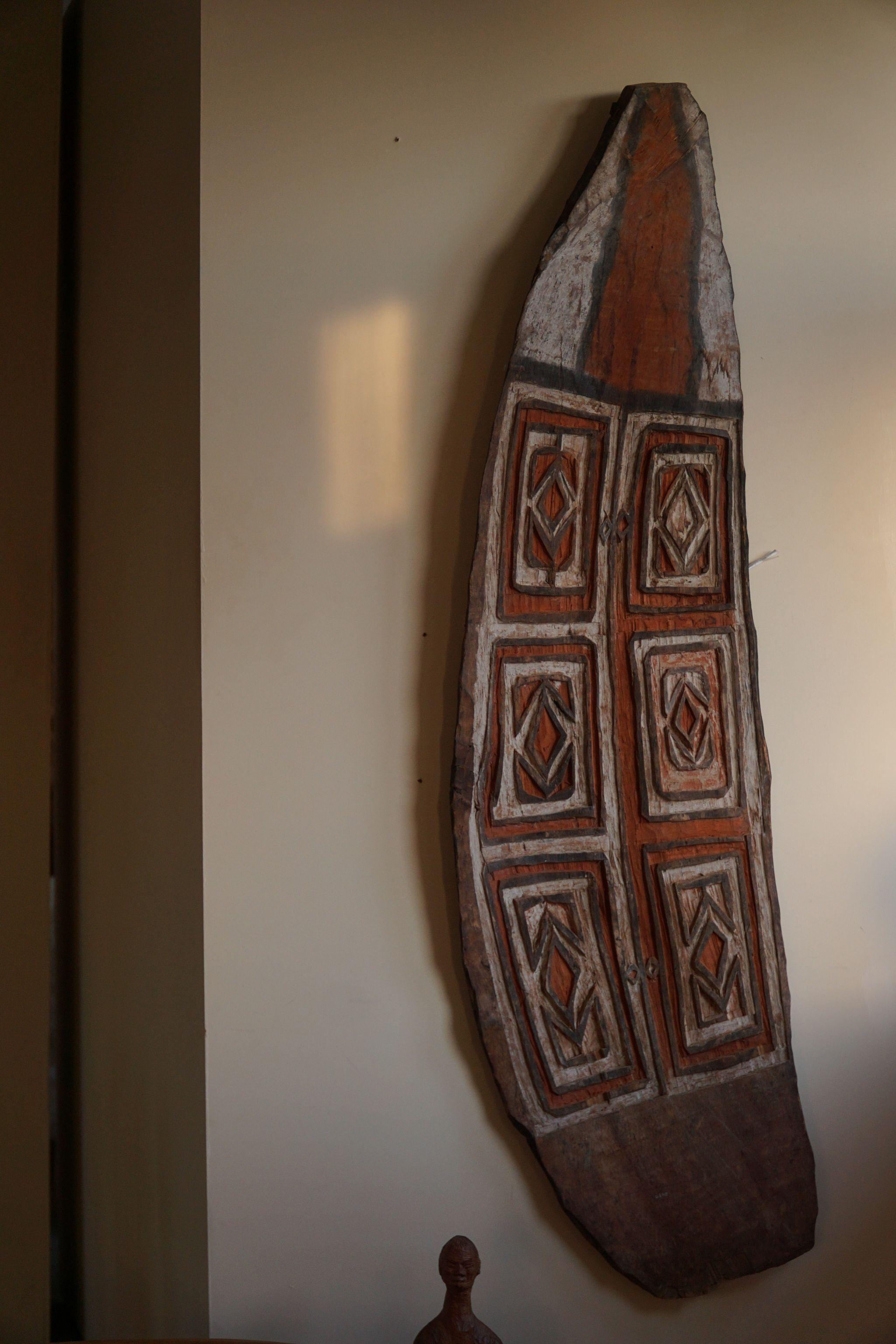 Primitive Oceanic Vintage Shield, Tribal Wall Art, Papua New Guinea, Late 19th Century For Sale