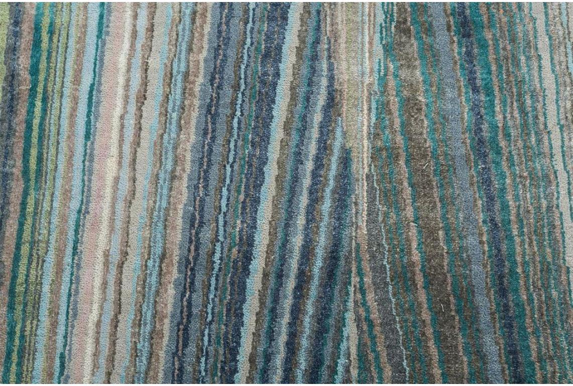 Indian Oceanic Whispers Aquamarine & Classic Gray 240x300 cm Handknotted Rug For Sale