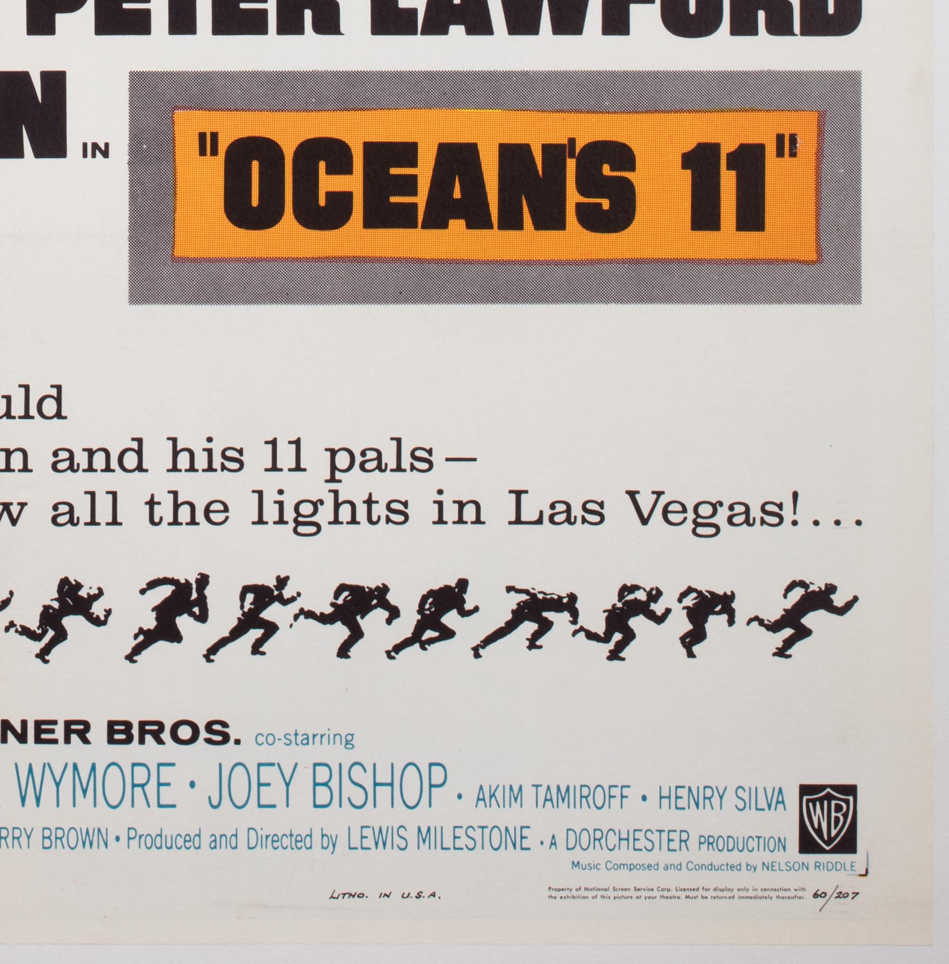 20th Century OCEAN'S 11 US Film Movie Poster, 1960, Rat Pack, Linen Backed For Sale