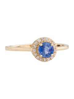 Luxury 14K Sapphire & Diamond Cocktail Ring - Size 7 - Elegant Statement Jewelry