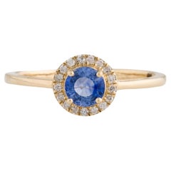Luxury 14K Sapphire & Diamond Cocktail Ring - Size 7 - Elegant Statement Jewelry