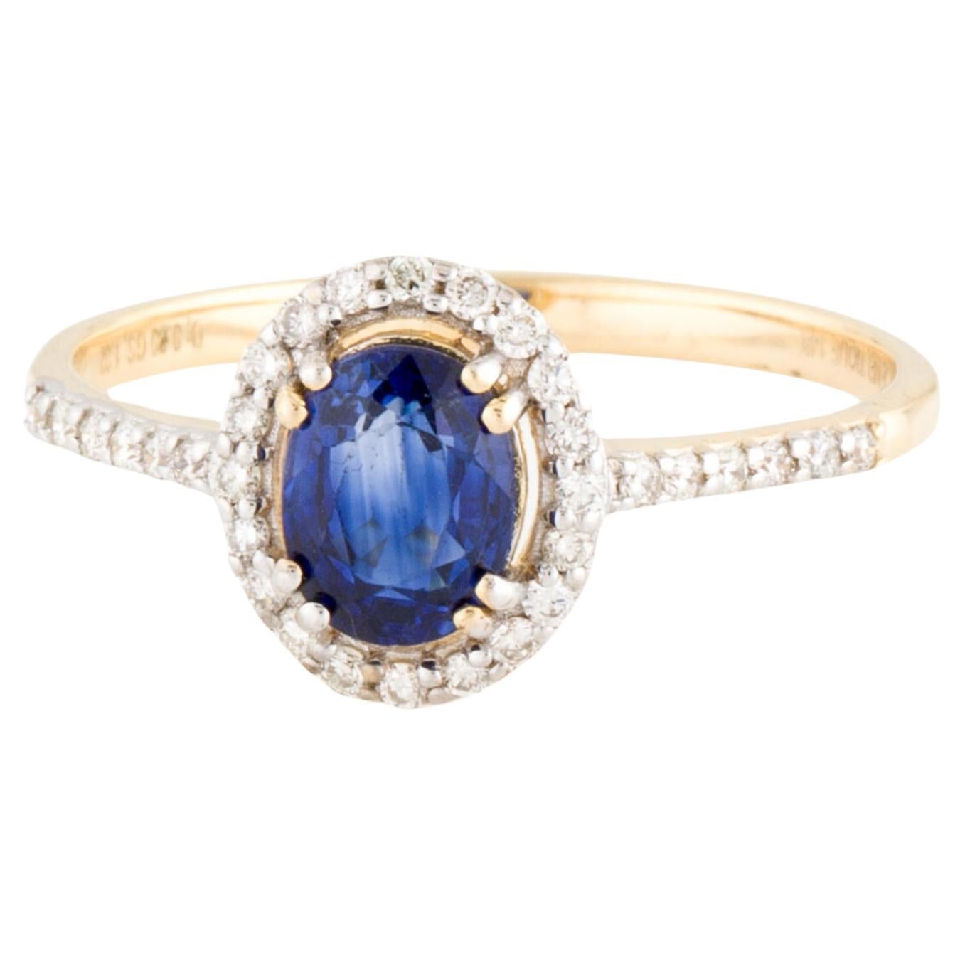14K Sapphire & Diamond Cocktail Ring - Size 7 - Luxurious Statement Jewelry