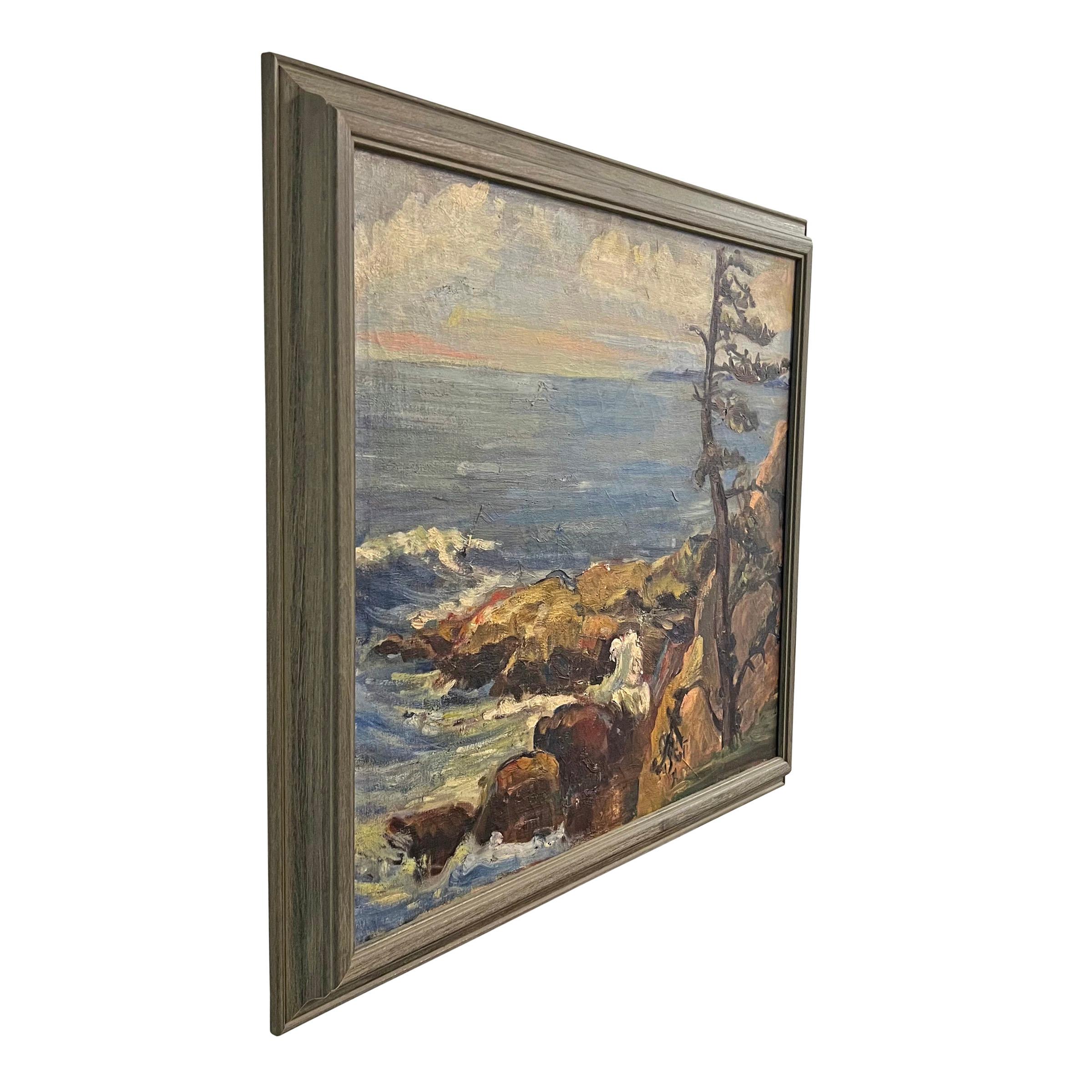 American Oceanside Plein Air Landscape Painting For Sale