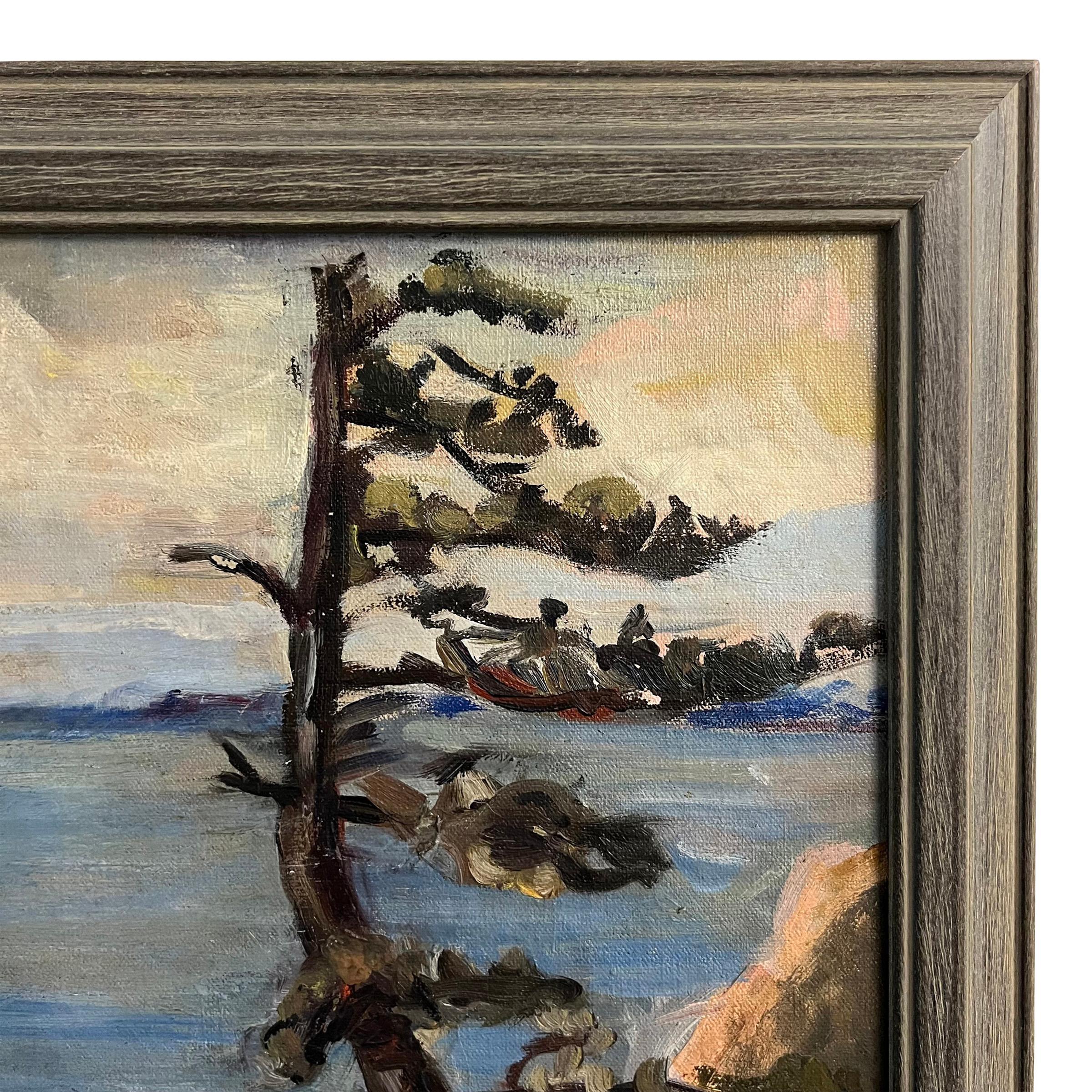 Oceanside Plein Air Landscape Painting In Good Condition For Sale In Chicago, IL