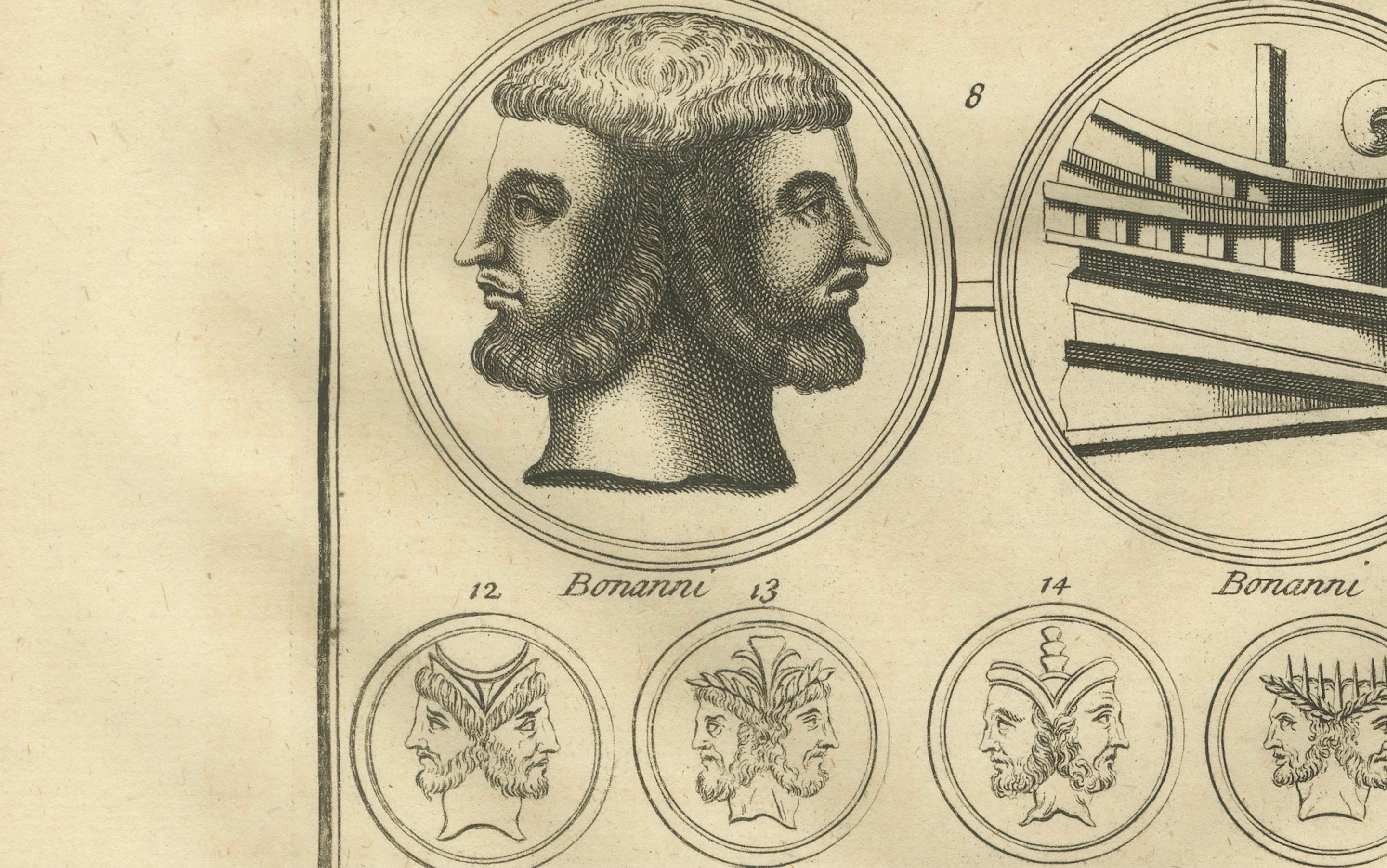 Oceanus, Saturn, Prometheus and Janus – Roman Mythology Engraving, c.1721