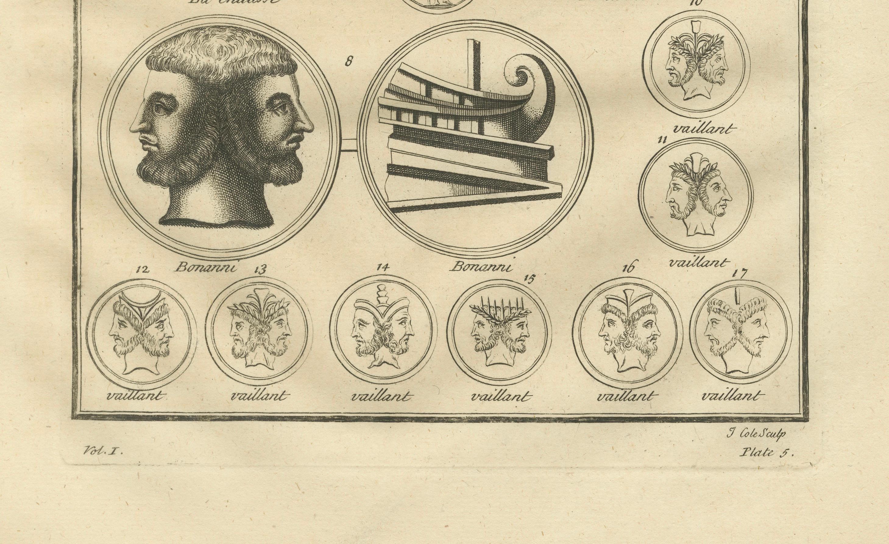 Oceanus, Saturn, Prometheus and Janus – Roman Mythology Engraving, c.1721