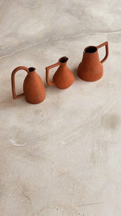 Ocher Red Ceramic Jar Vase