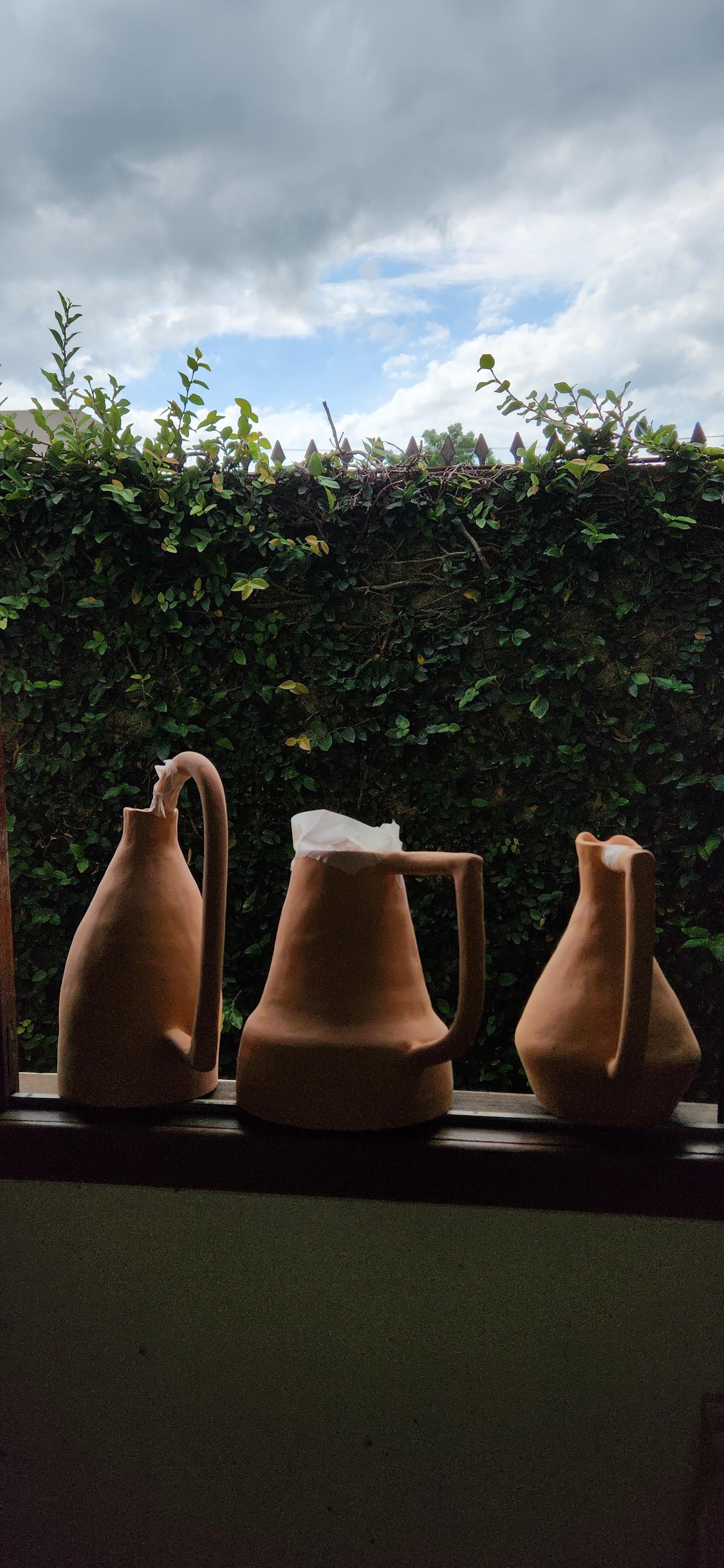 Brazilian Ocher Red Ceramic Jar Vase For Sale