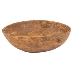 Antique Ocher Color Rustic Swedish Wooden Dug Out Bowl