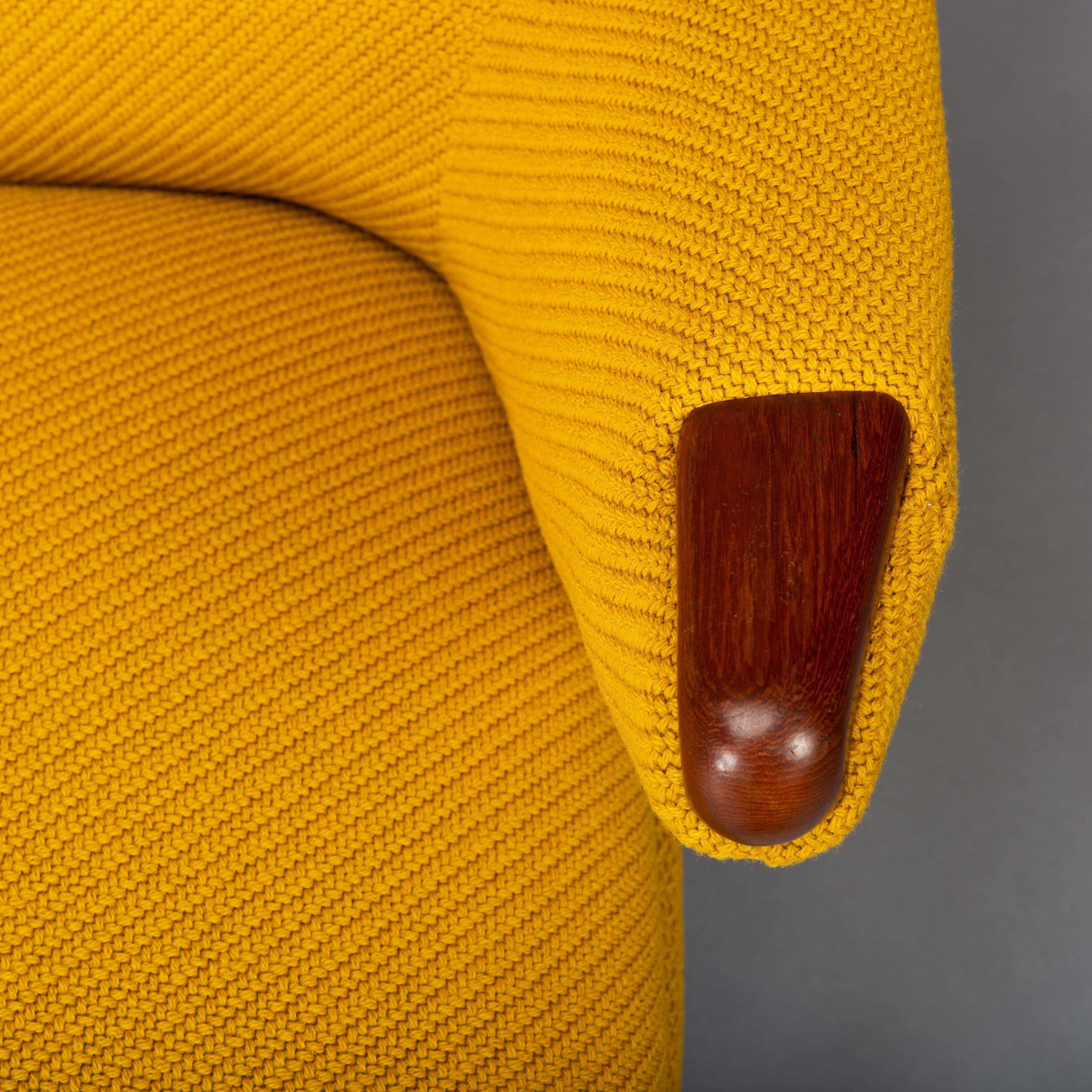 Ocher Yellow Reupholstered Sofa by Johannes Andersen for CFC Silkeborg, 1960s 3