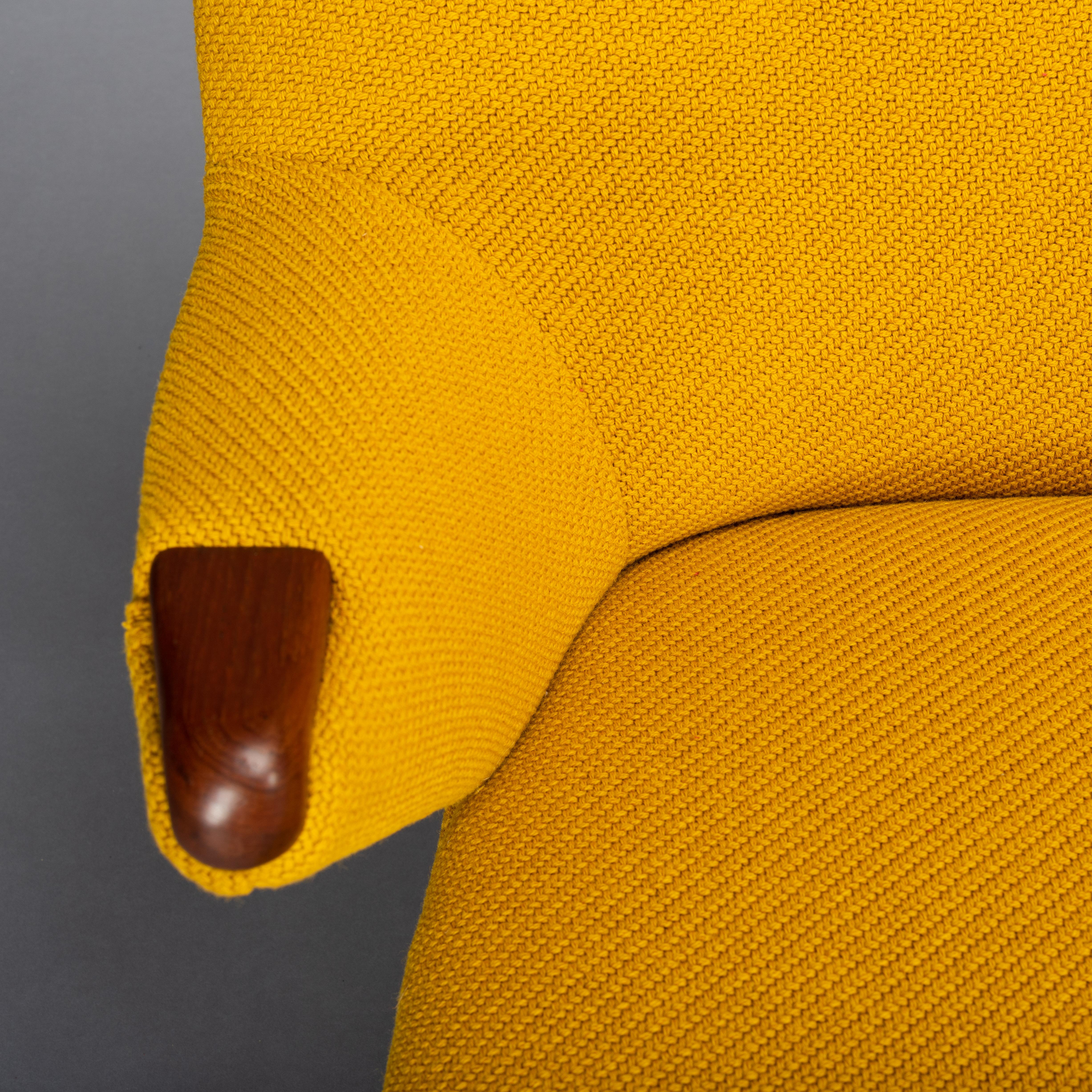 Ocher Yellow Reupholstered Sofa by Johannes Andersen for CFC Silkeborg, 1960s 4