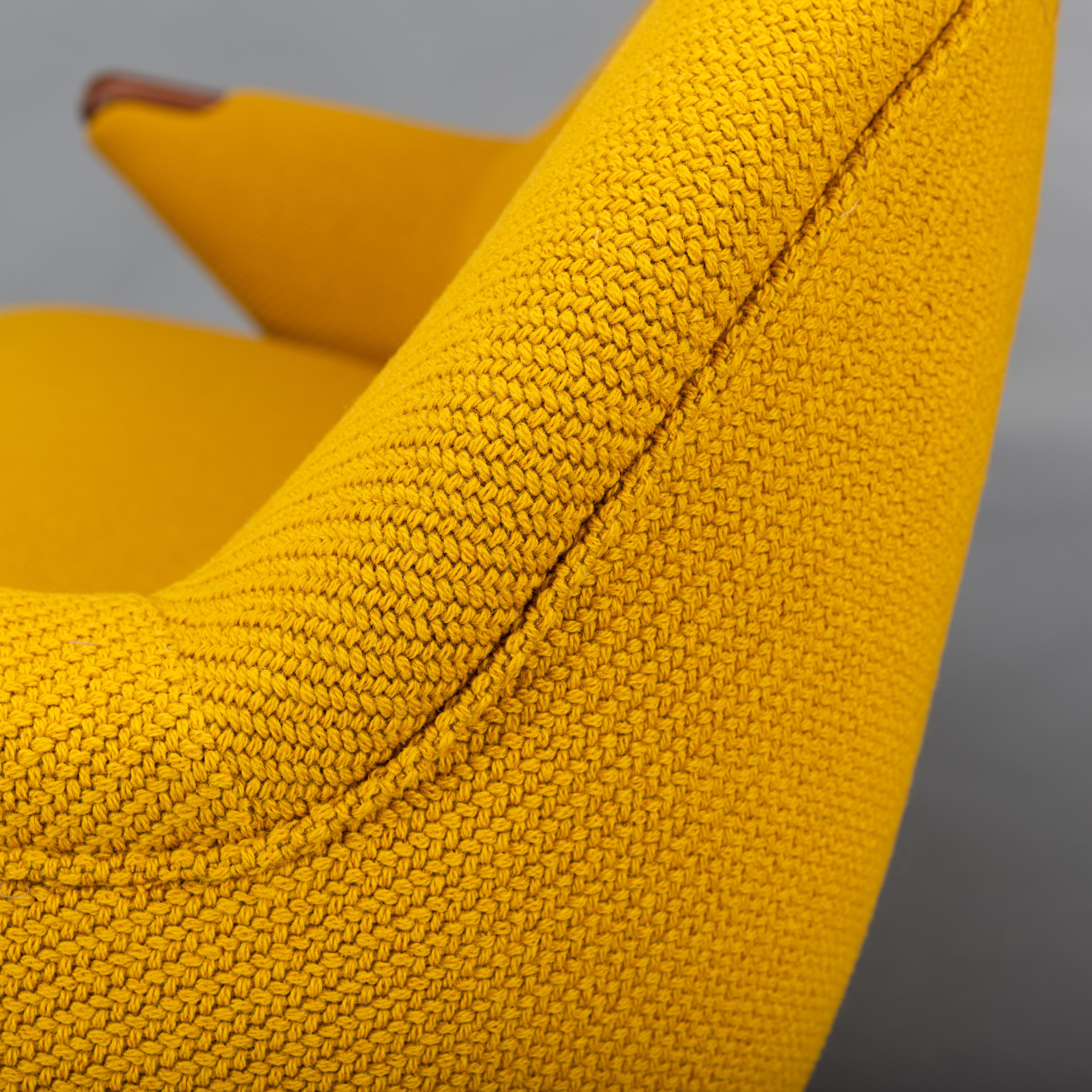 Ocher Yellow Reupholstered Sofa by Johannes Andersen for CFC Silkeborg, 1960s 7
