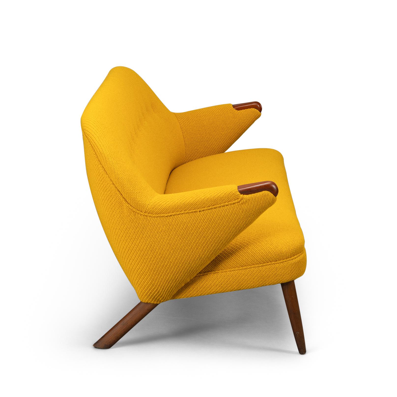 Mid-Century Modern Ocher Yellow Reupholstered Sofa by Johannes Andersen for CFC Silkeborg, 1960s