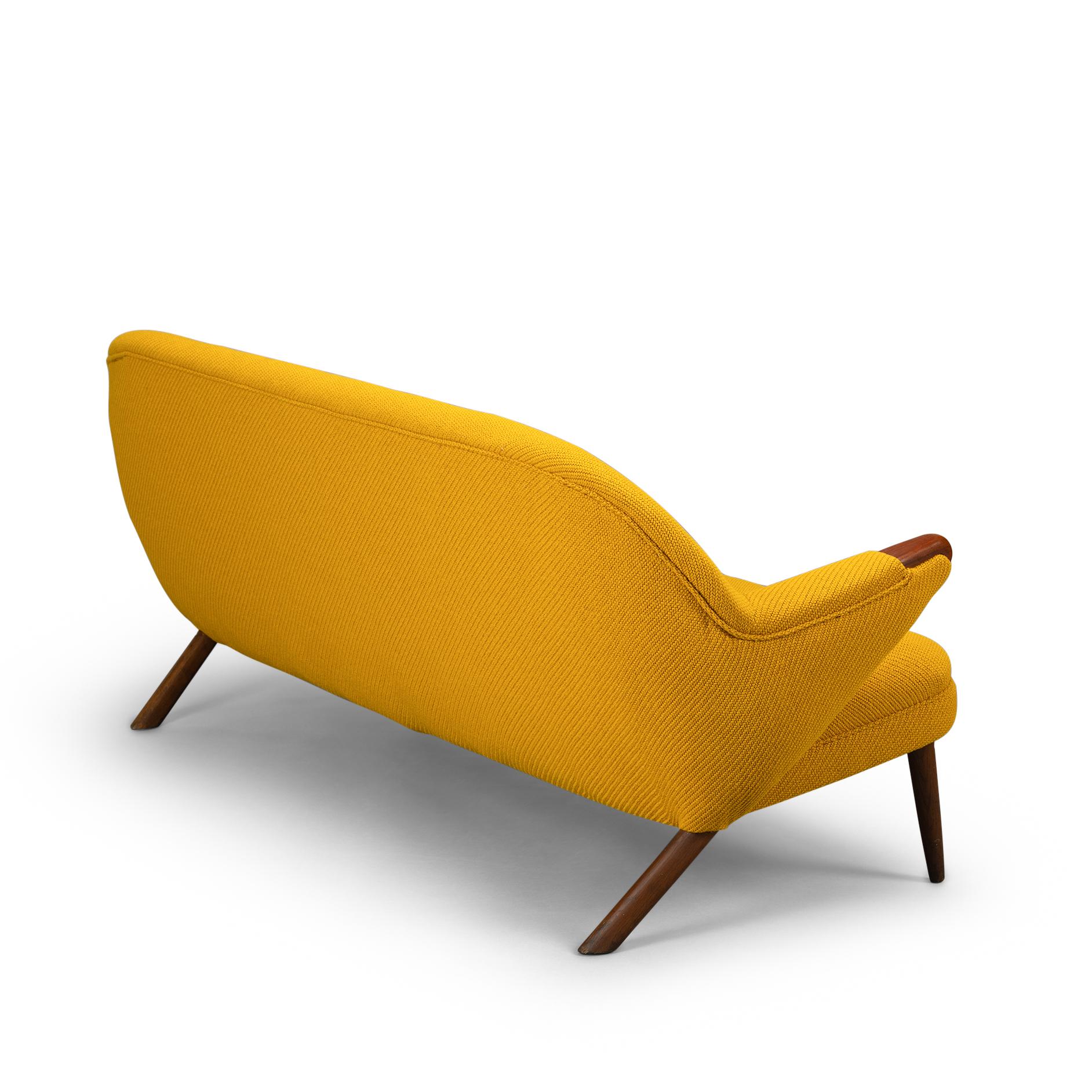 Danish Ocher Yellow Reupholstered Sofa by Johannes Andersen for CFC Silkeborg, 1960s