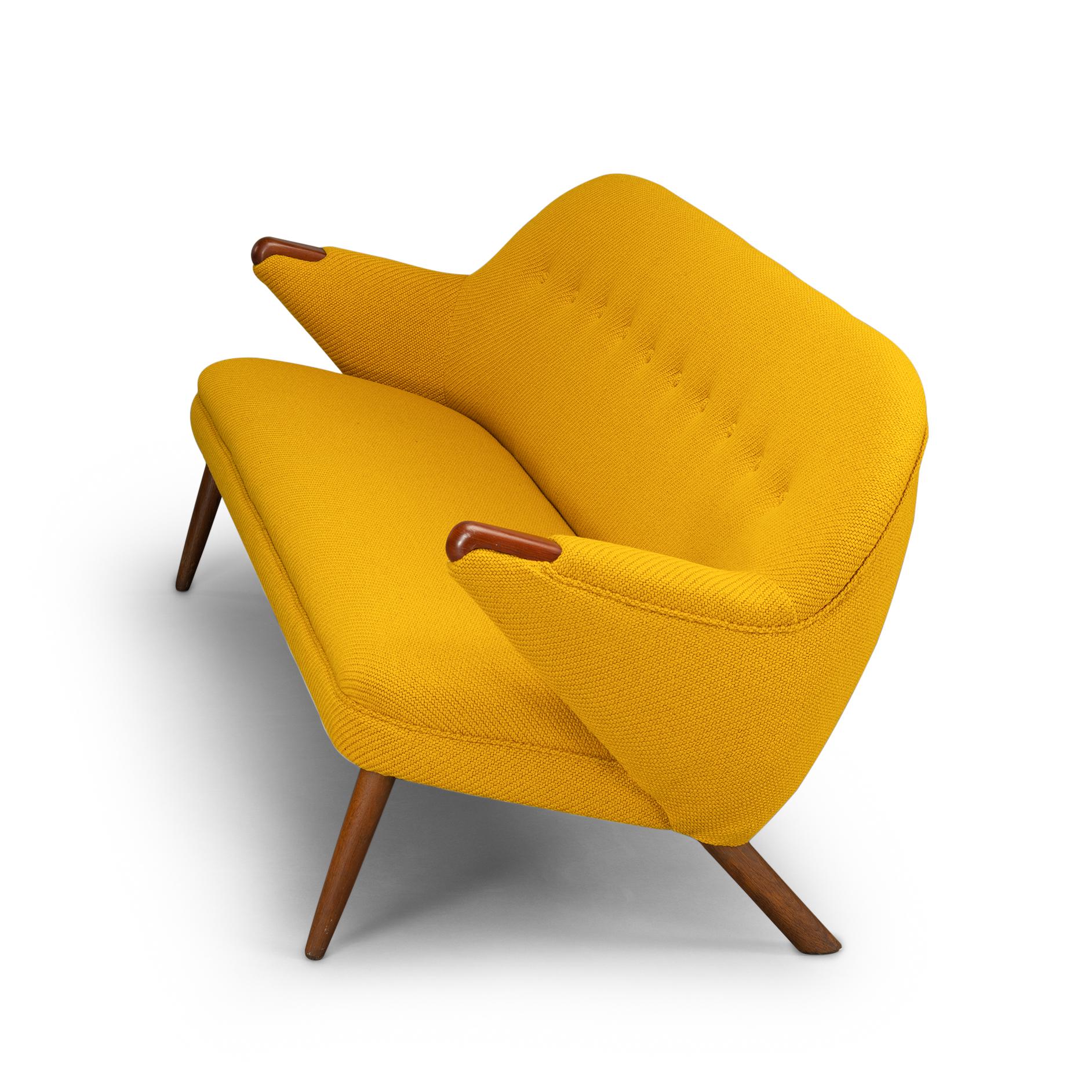 Mid-20th Century Ocher Yellow Reupholstered Sofa by Johannes Andersen for CFC Silkeborg, 1960s