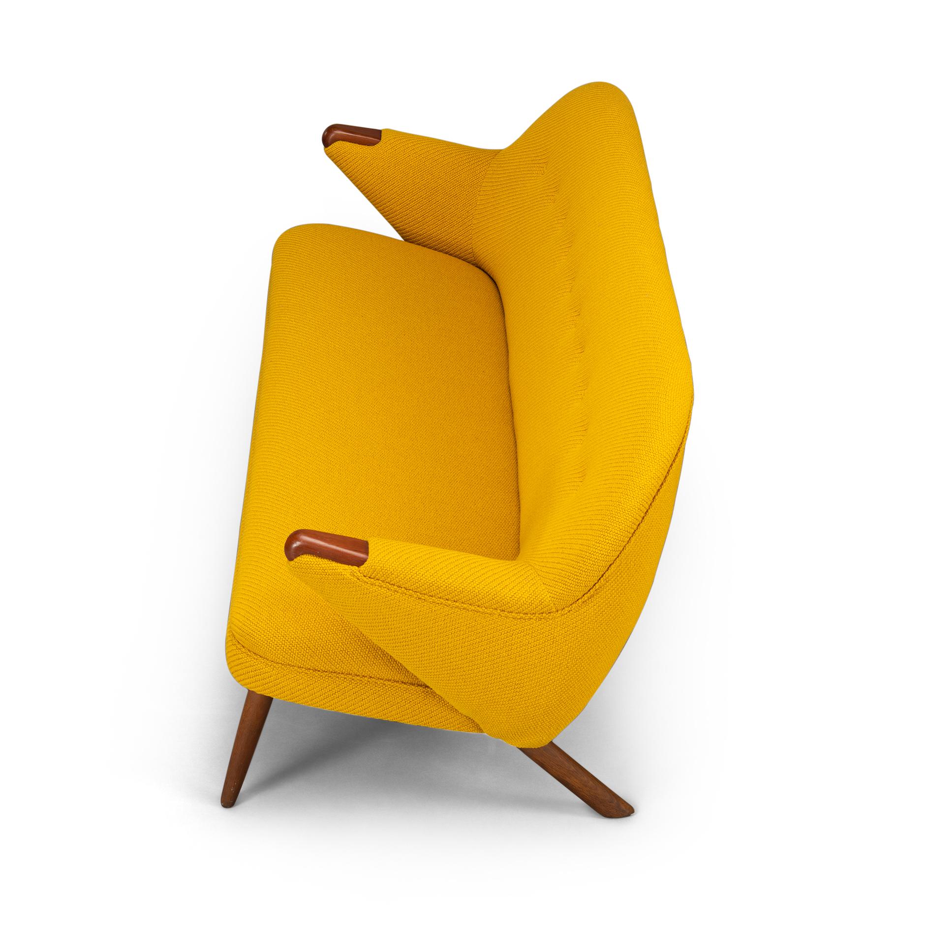 Wool Ocher Yellow Reupholstered Sofa by Johannes Andersen for CFC Silkeborg, 1960s