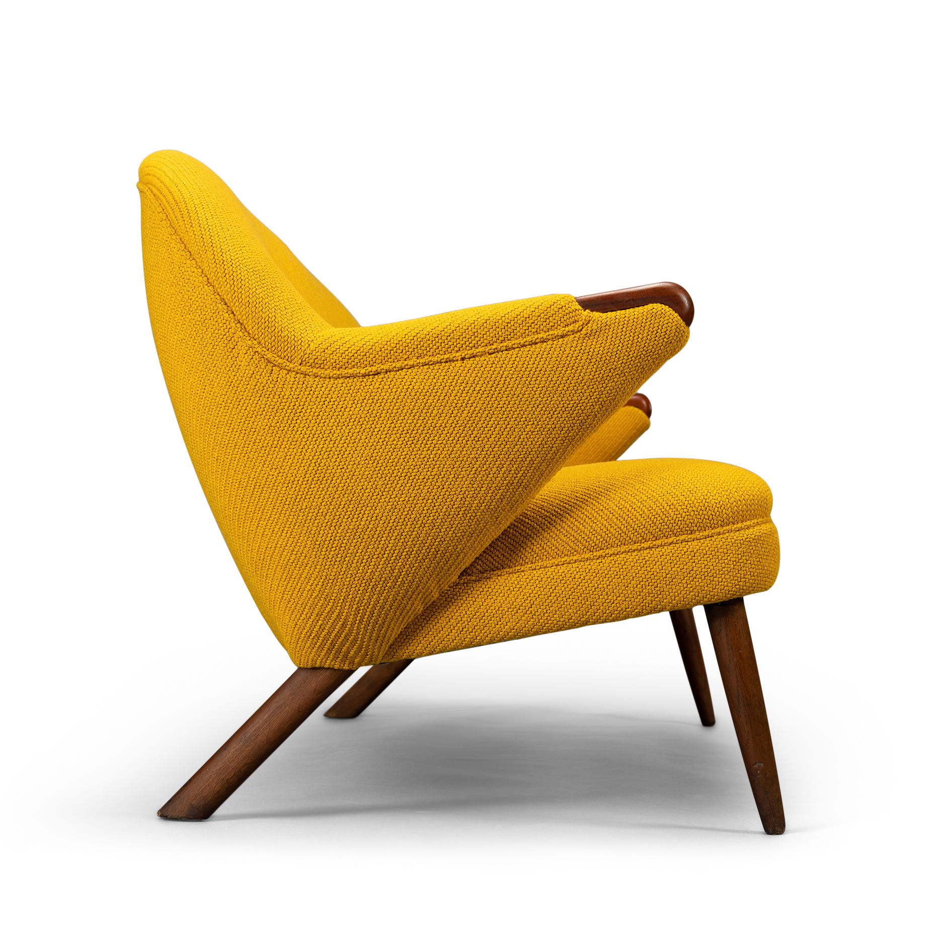 Ocher Yellow Reupholstered Sofa by Johannes Andersen for CFC Silkeborg, 1960s 1