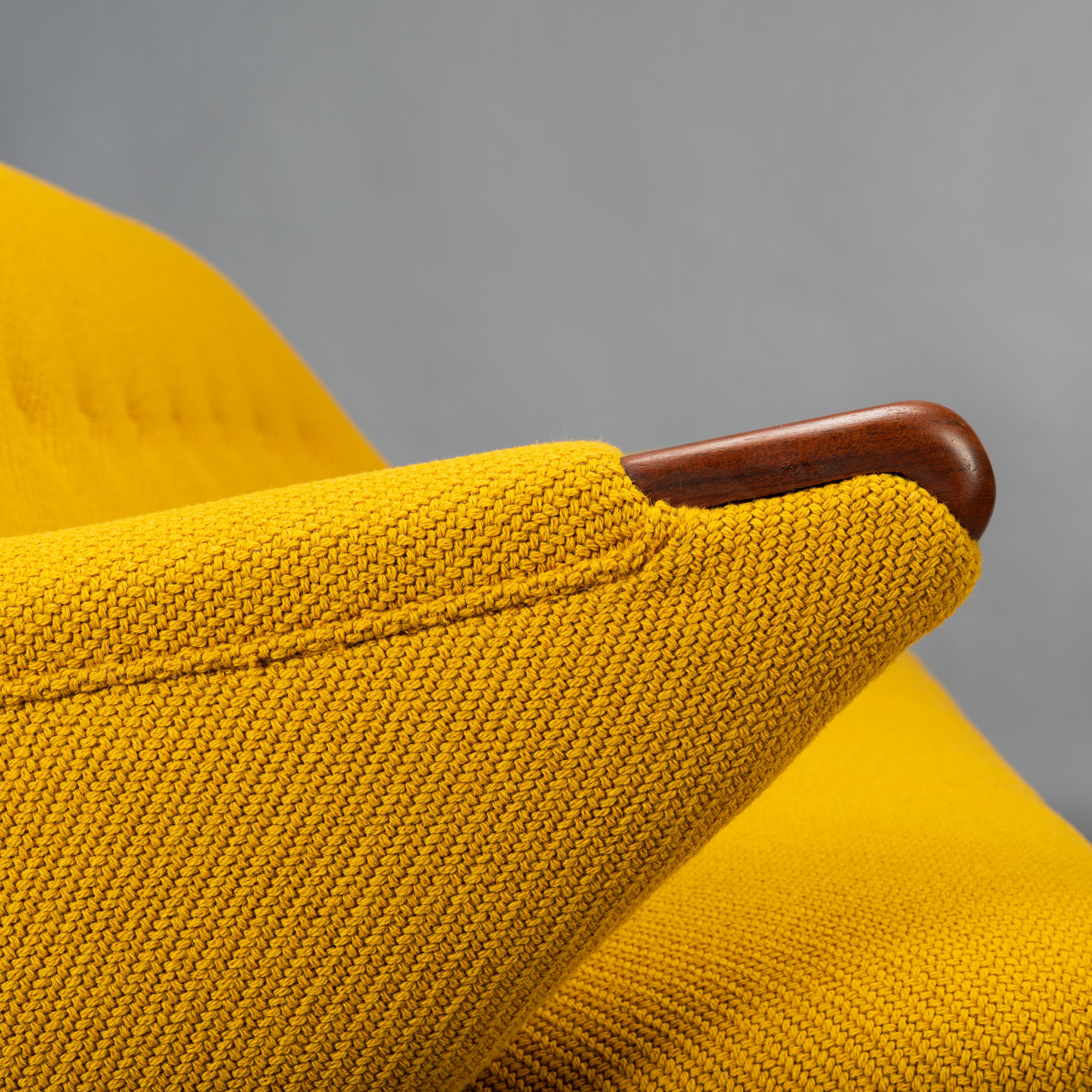 Ocher Yellow Reupholstered Sofa by Johannes Andersen for CFC Silkeborg, 1960s 2