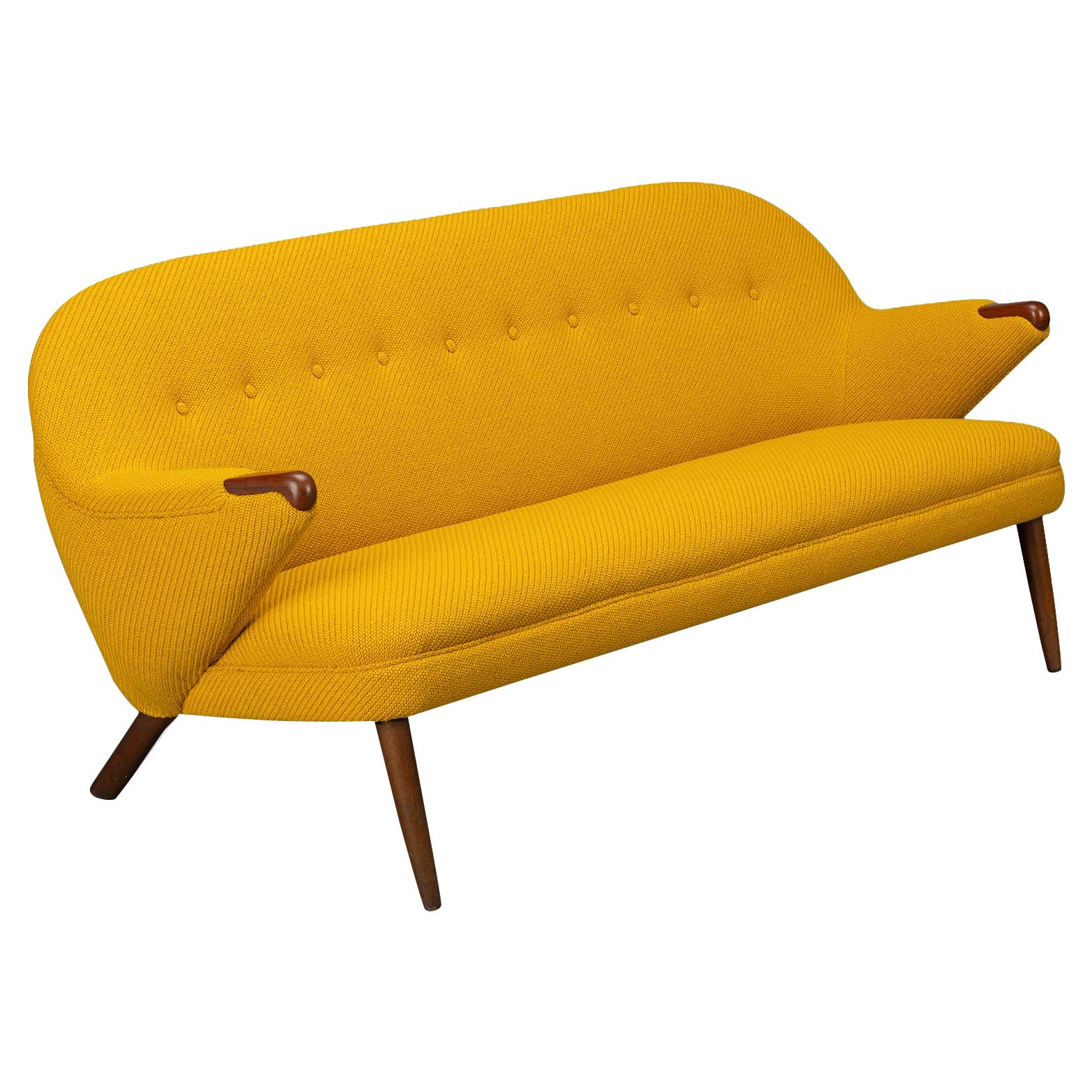 Ocher Yellow Reupholstered Sofa by Johannes Andersen for CFC Silkeborg, 1960s