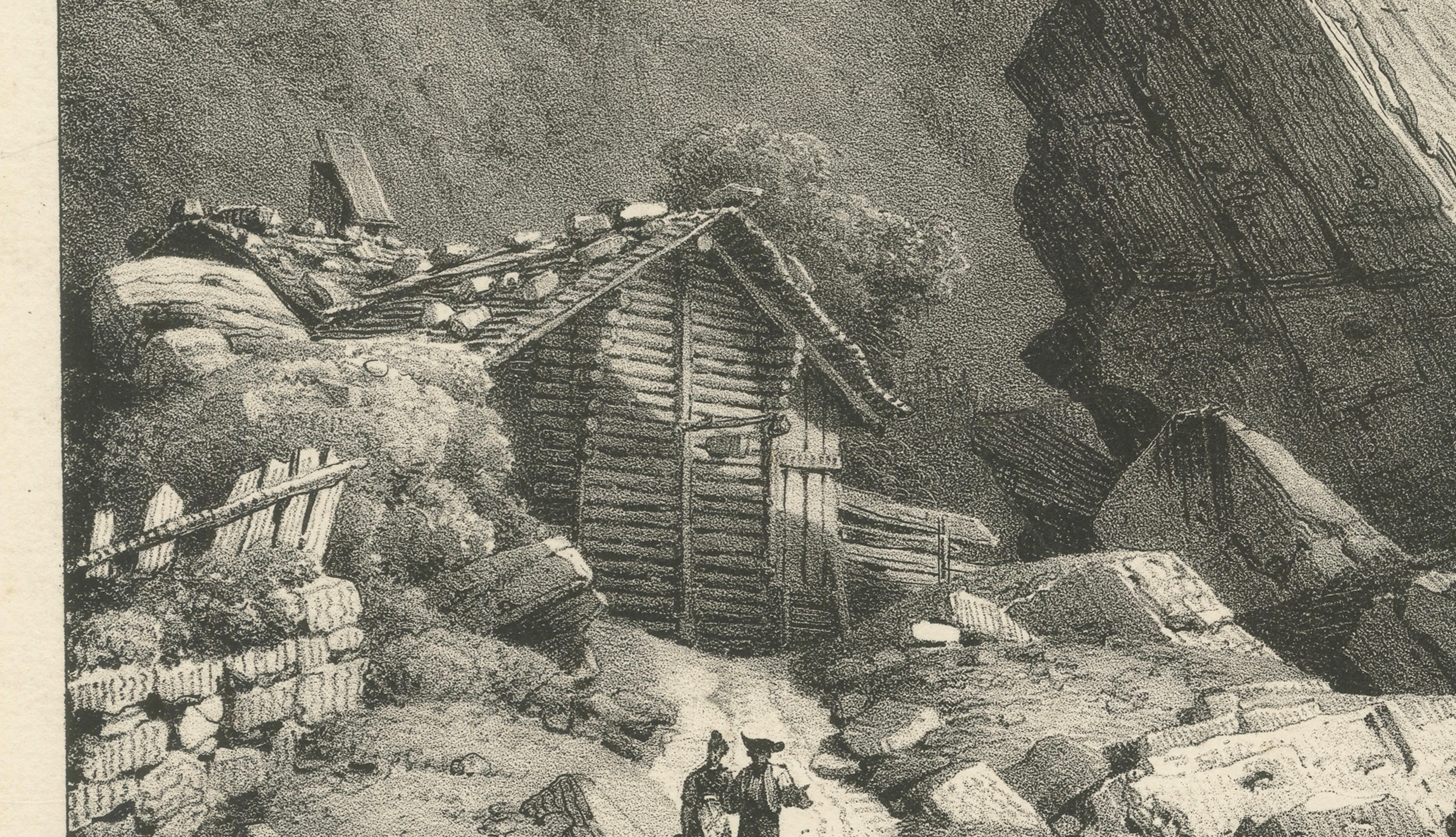 Ochistein Rock at Oberhasli Valley Entrance, Bern Alps Lithograph, c.1825