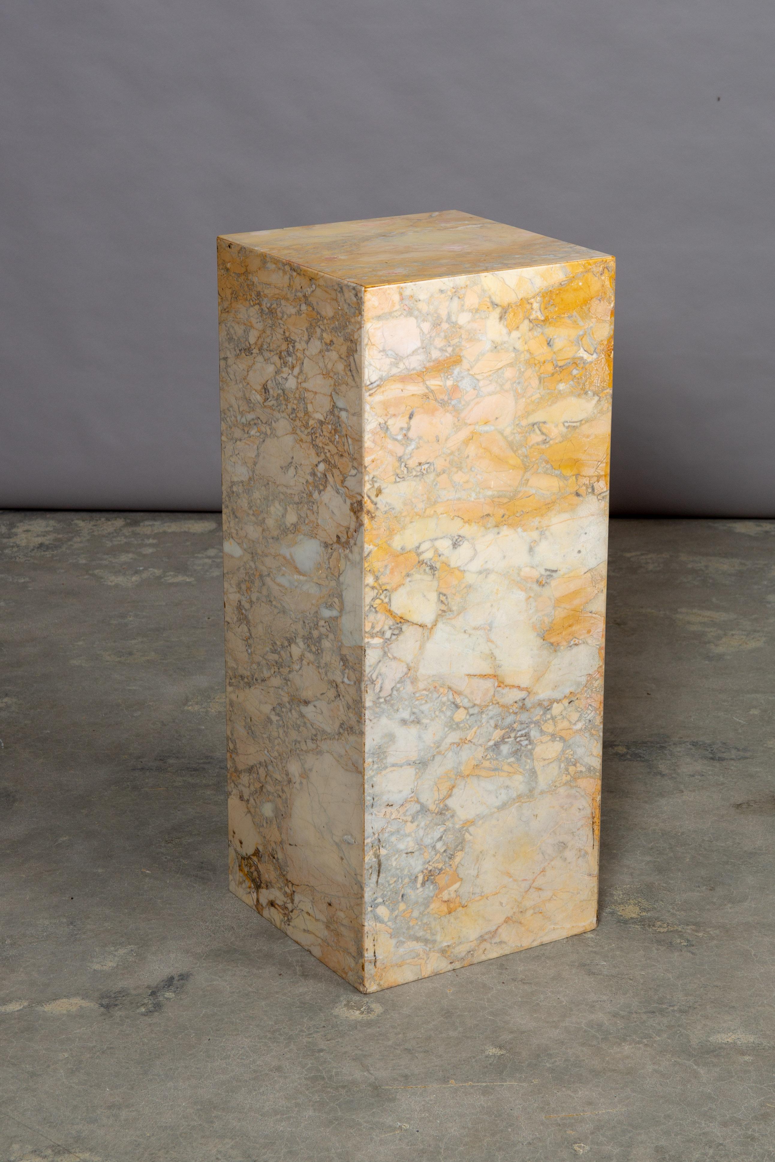 Ochre and Tan Midcentury Marble Italian Pedestal 1